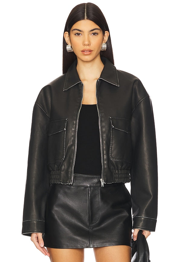superdown Lolo Faux Leather Jacket in Black