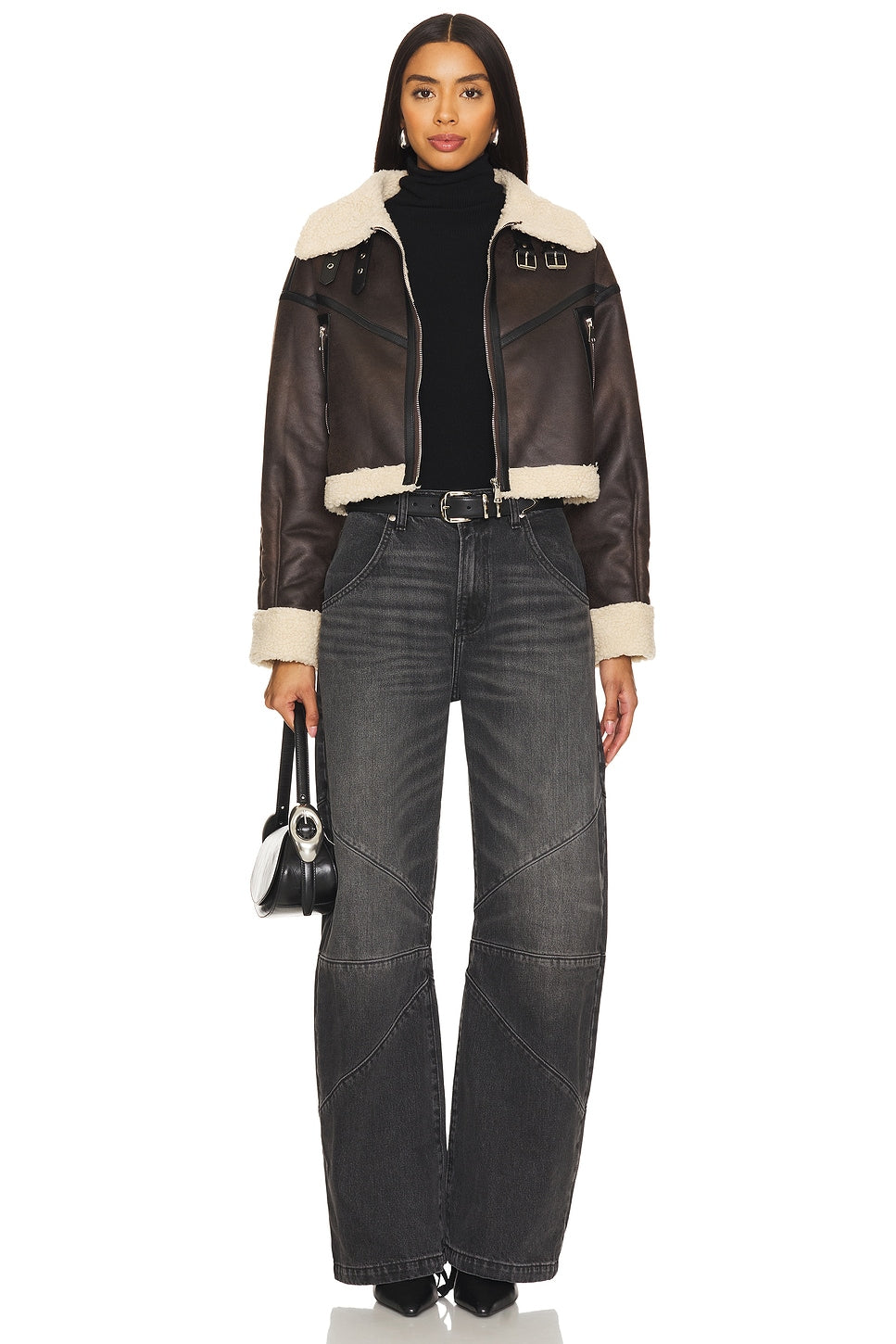 superdown Amelia Faux Leather Jacket in Brown
