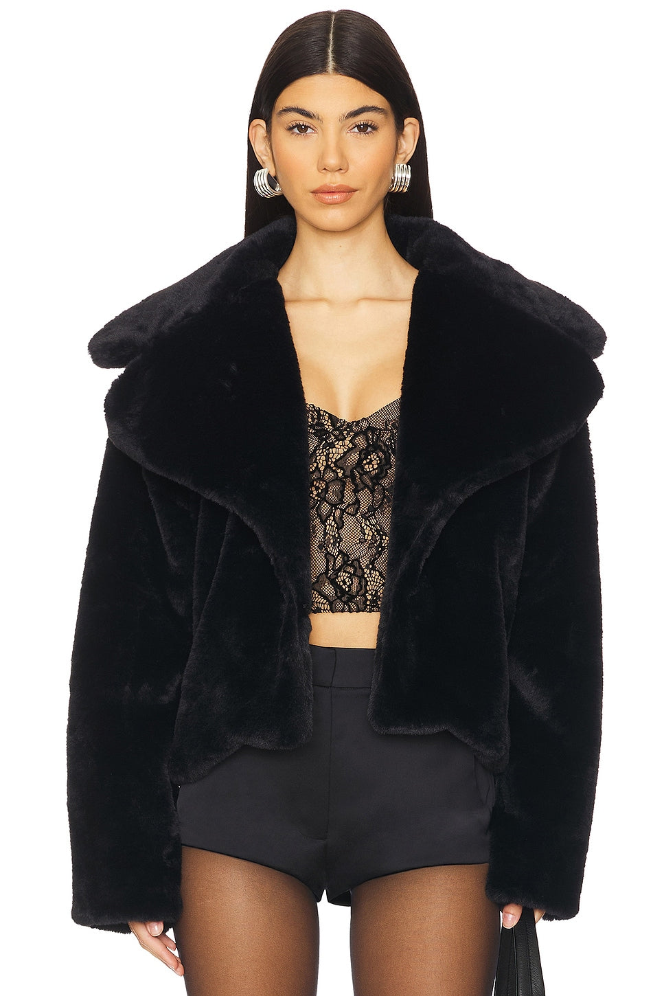 superdown Willow Faux Fur Coat in Black