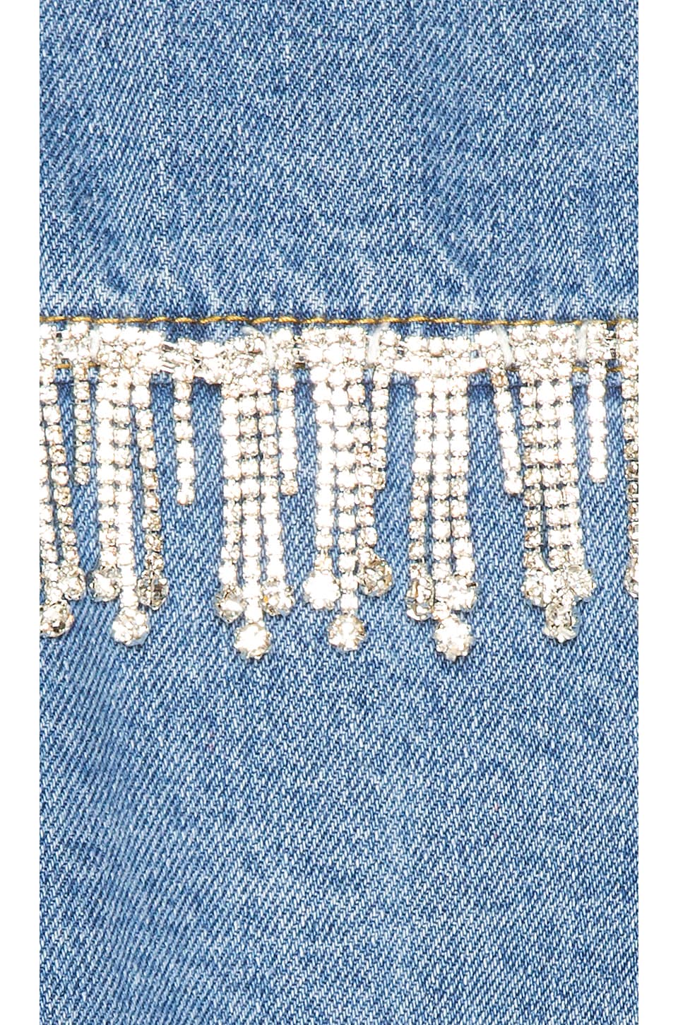superdown Raya Rhinestone Fringe Jacket in Light Blue Wash