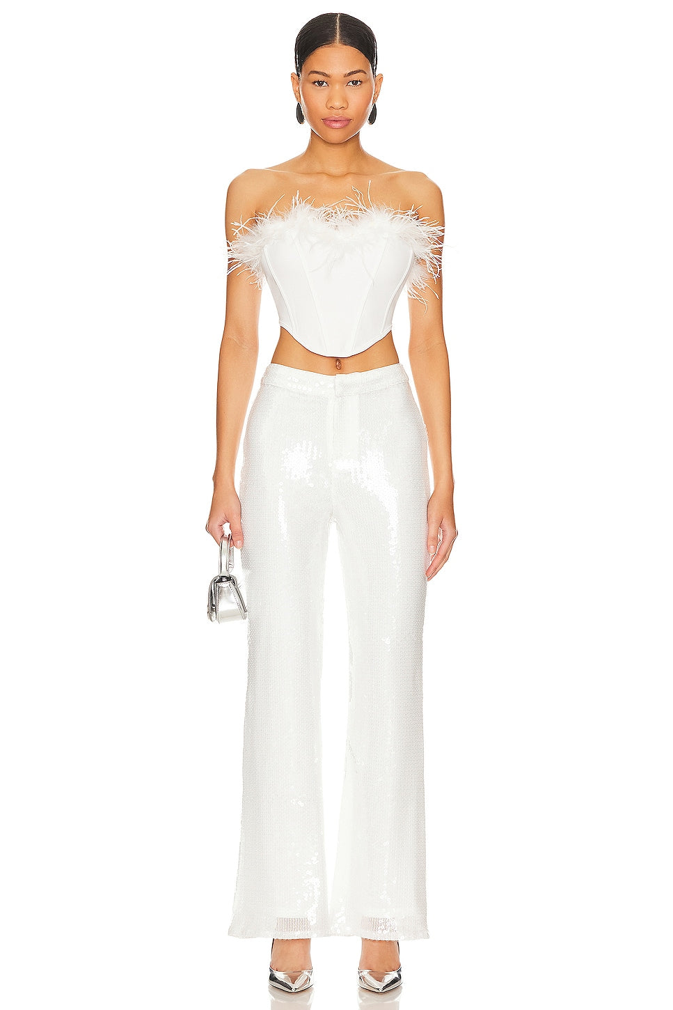 superdown Avia Pant in White Sequin