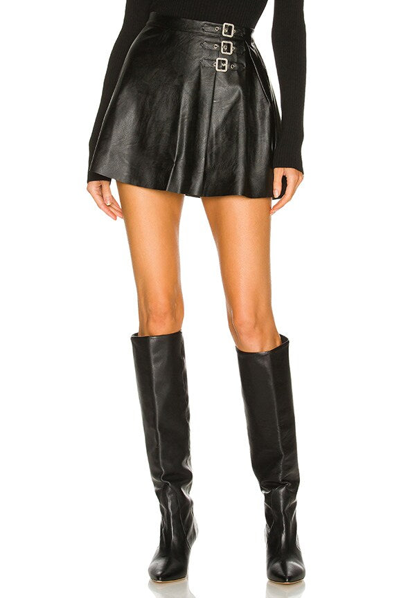 SUPERDOWN Jasmine Buckled Skirt in Black
