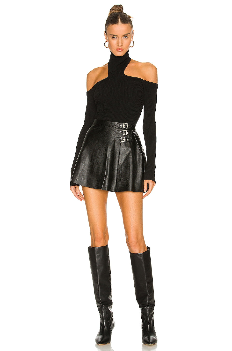 SUPERDOWN Jasmine Buckled Skirt in Black