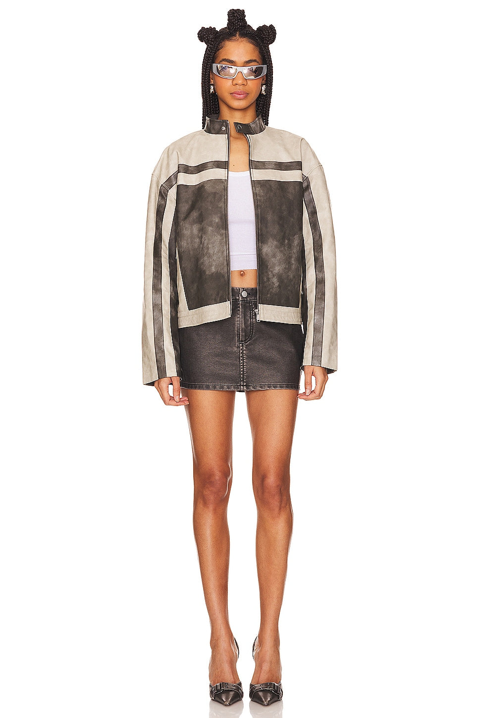 superdown Rachel Mini Skirt in Distressed Black