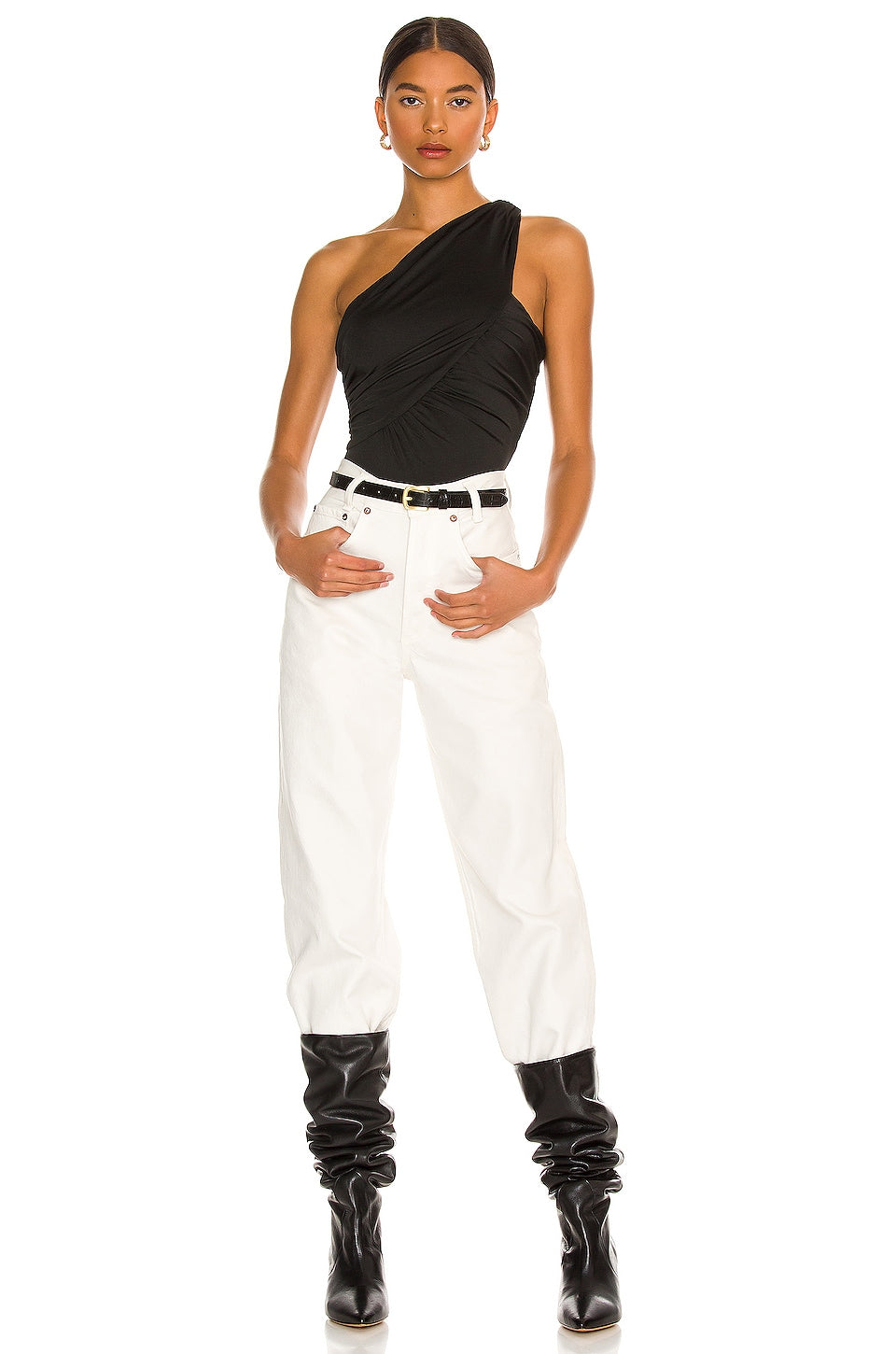 superdown Bailee One Shoulder Bodysuit in Black