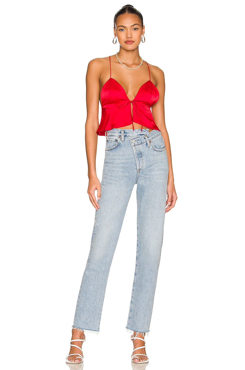superdown Isla Satin Top in Red