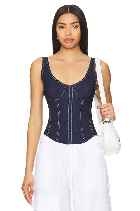 superdown Aida Bustier in Dark Wash