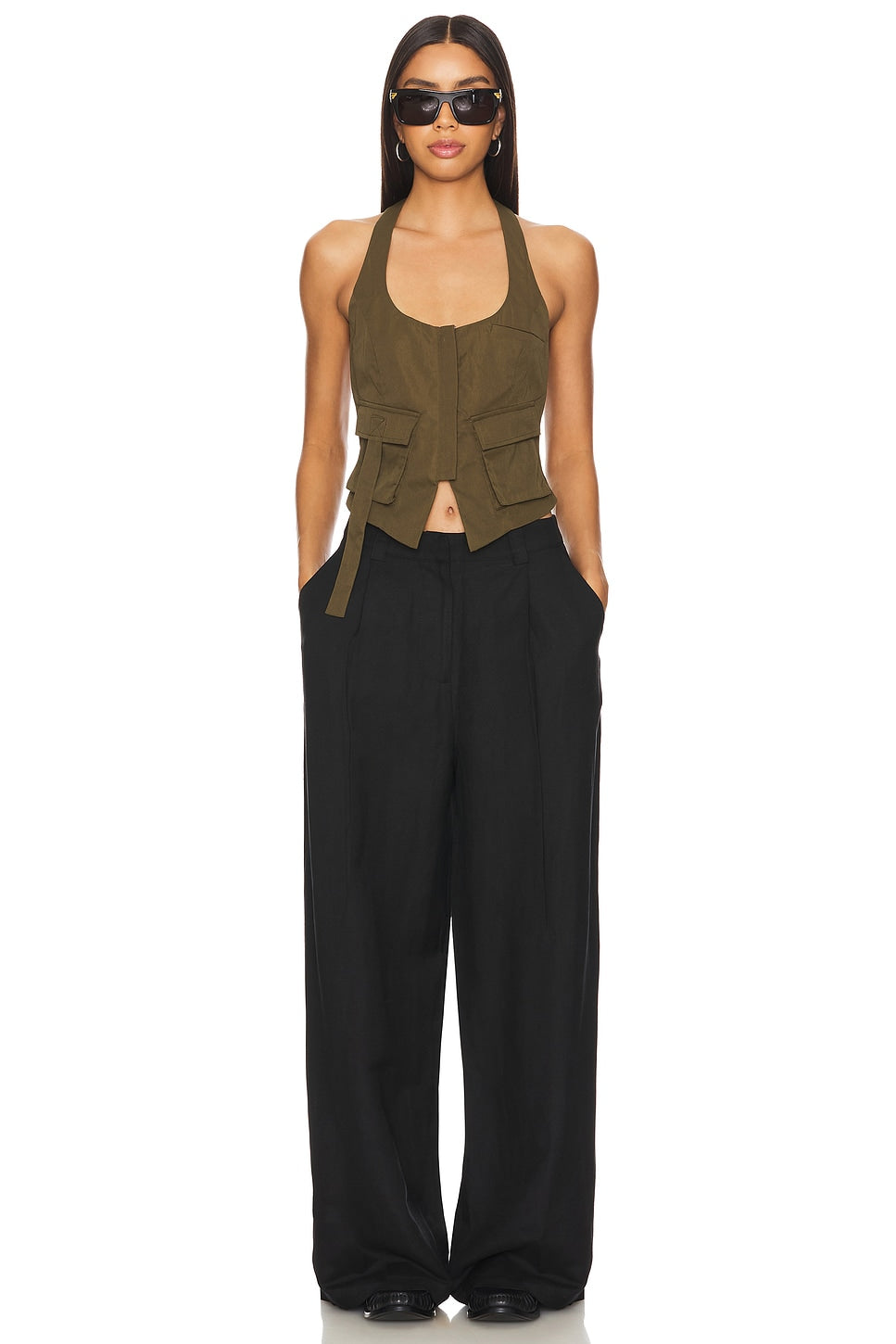 superdown Kamryn Halter Top in Olive