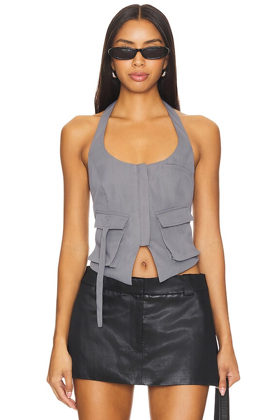 superdown Kamryn Halter Top in Gray