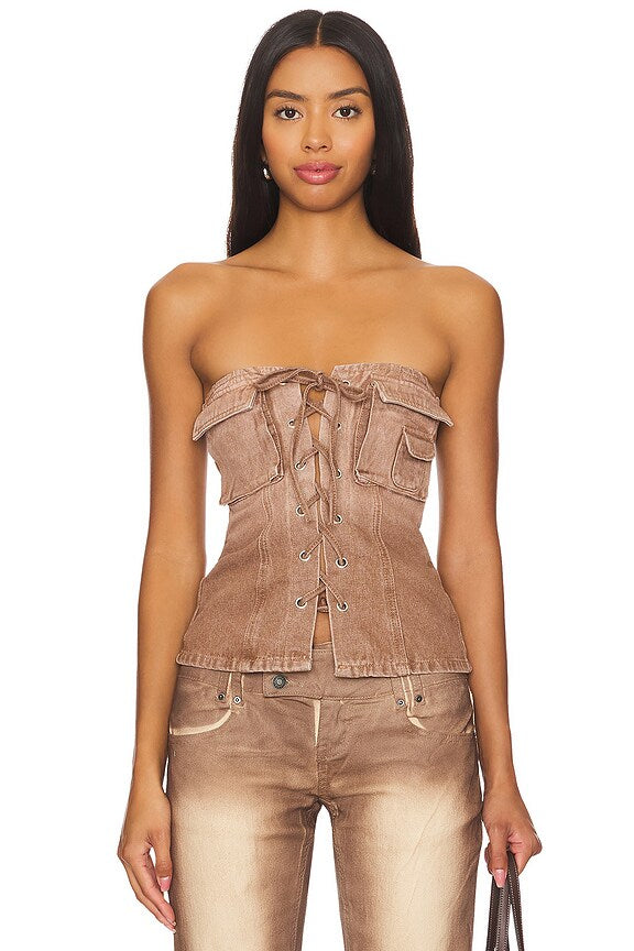superdown Jasmine Tube Top in Brown