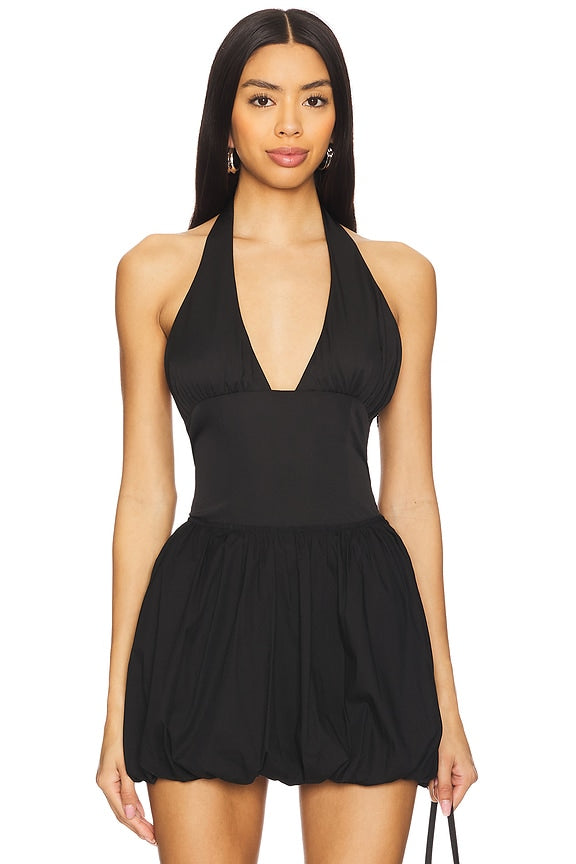 superdown Olive Halter Top in Black