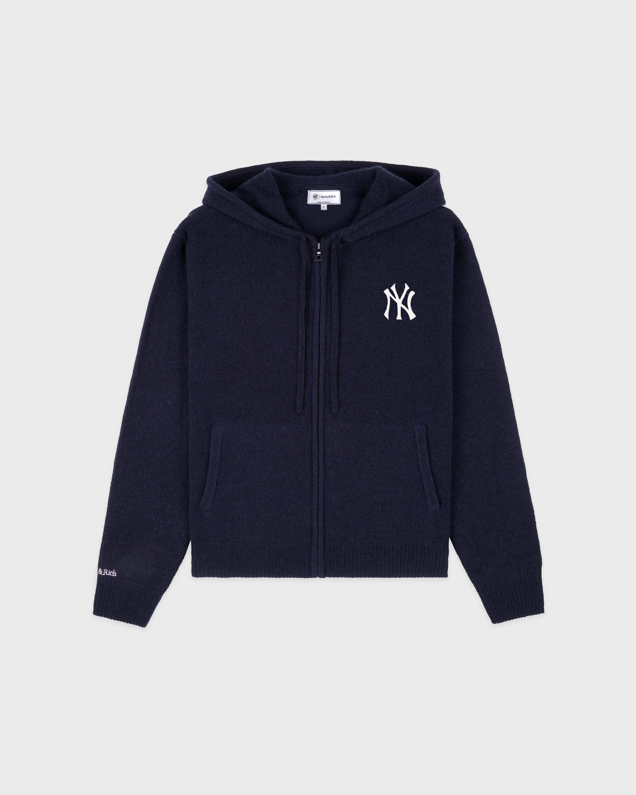 Heritage Yankees Serif Cashmere Zip Hoodie - Navy/White