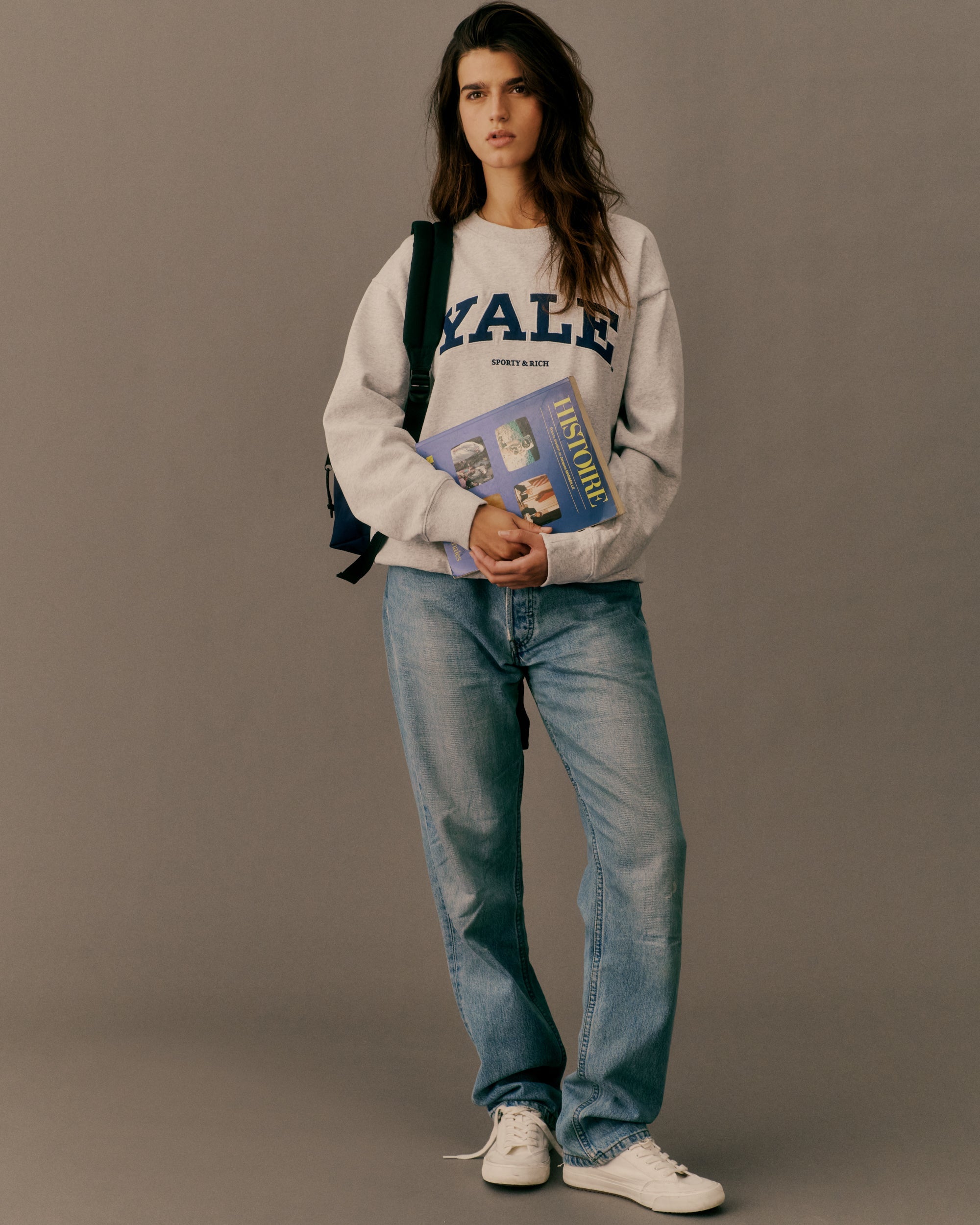 Yale Ivy Crewneck - Heather Gray/Navy