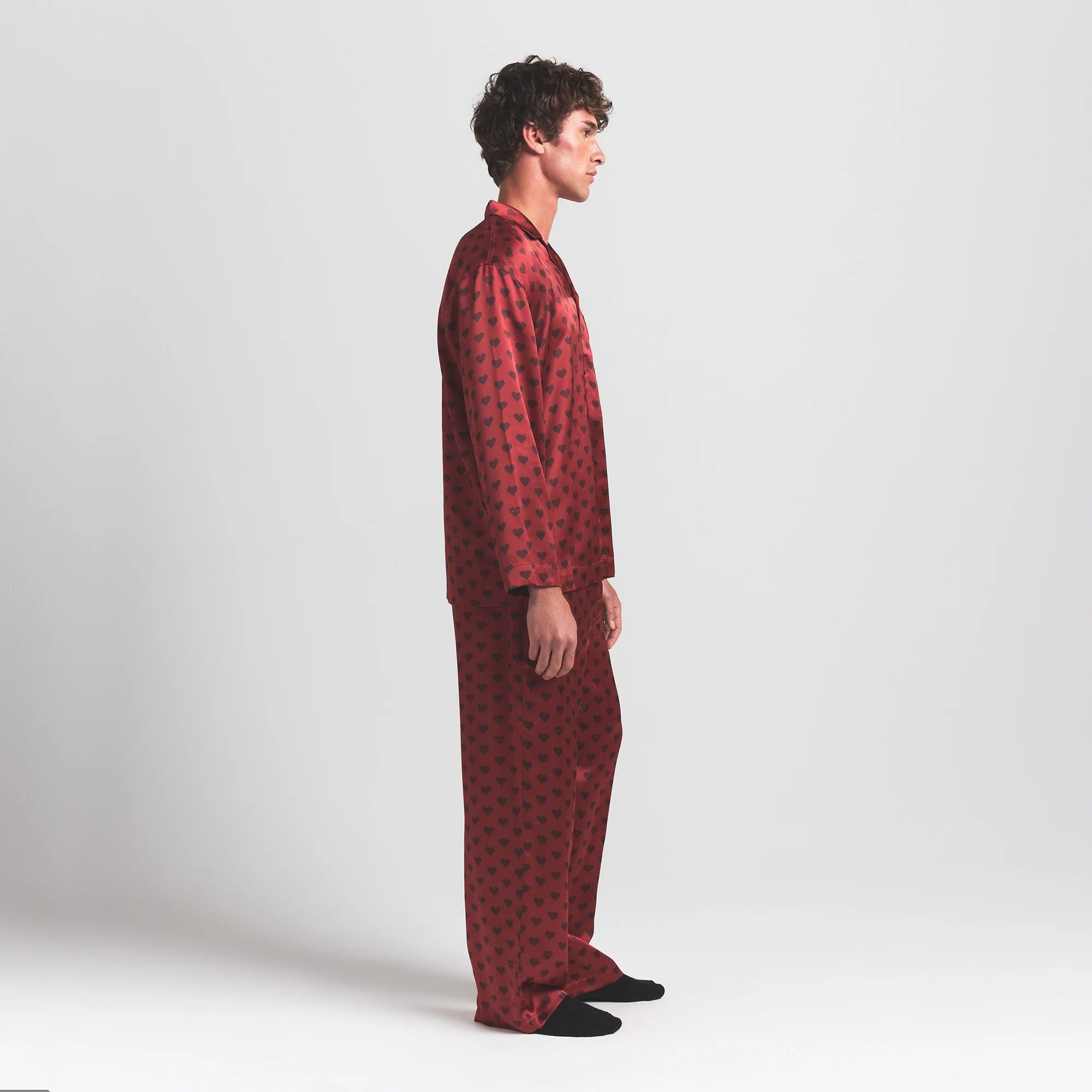 SATEEN SLEEP MENS LONG SLEEP SET | RED HEART HALFDROP