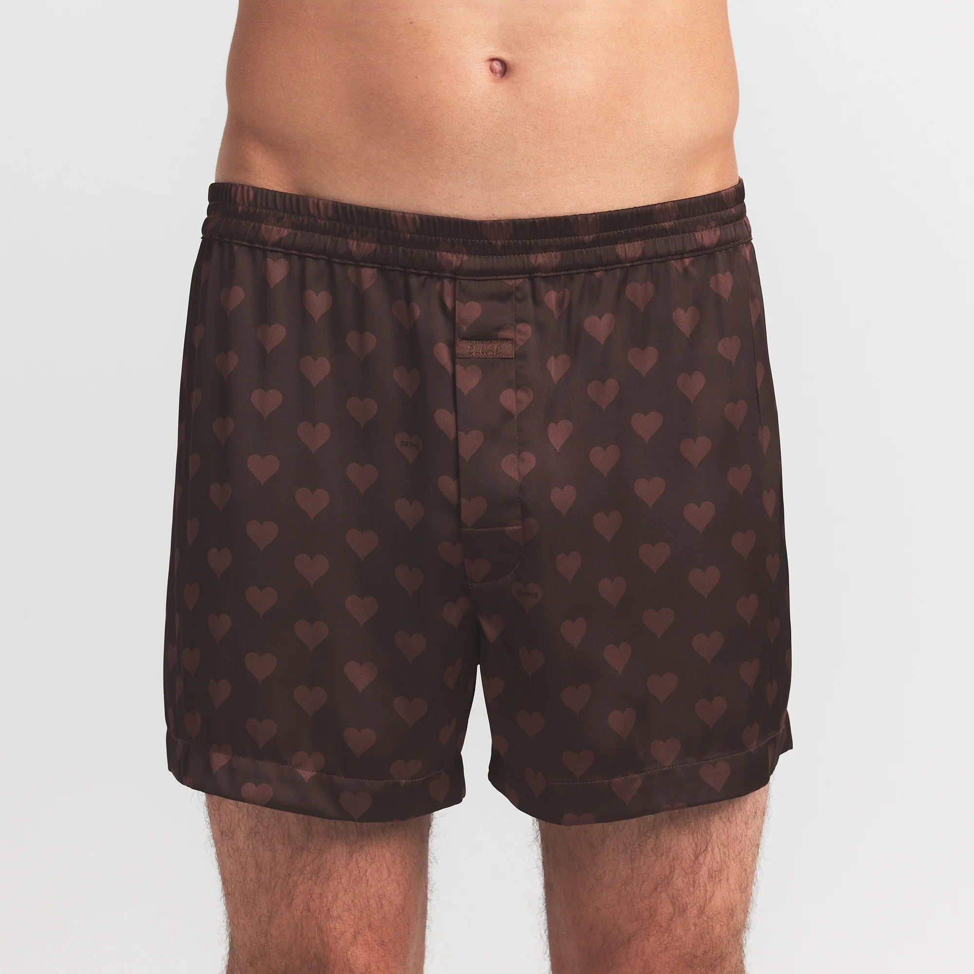 SATEEN SLEEP MENS 3" BOXER SHORT | COCOA HEART HALFDROP