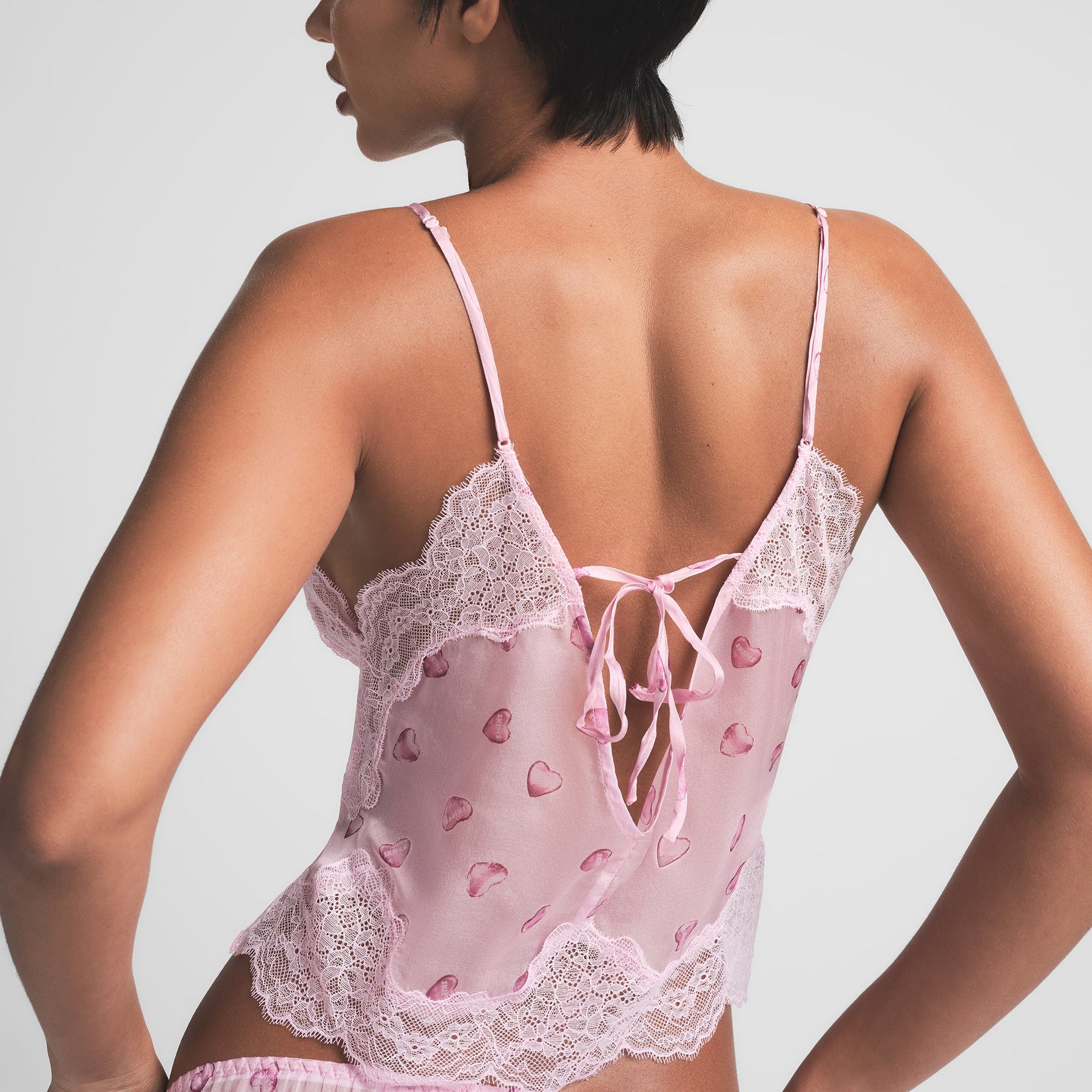 SKIMS ROMANCE LACE CAMI AND SHORT SET | CHERRY BLOSSOM BALLOON PRINT