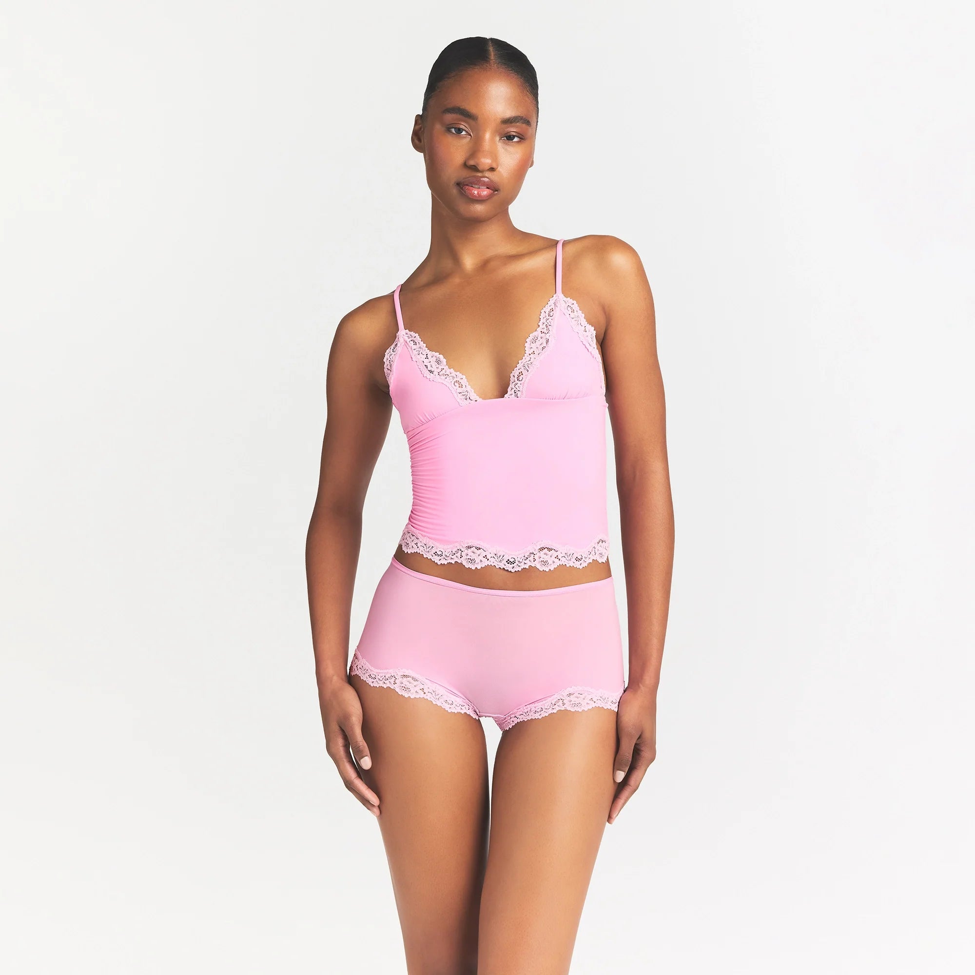 Fits Everybody Lace Triangle Cami and Boy Short Set