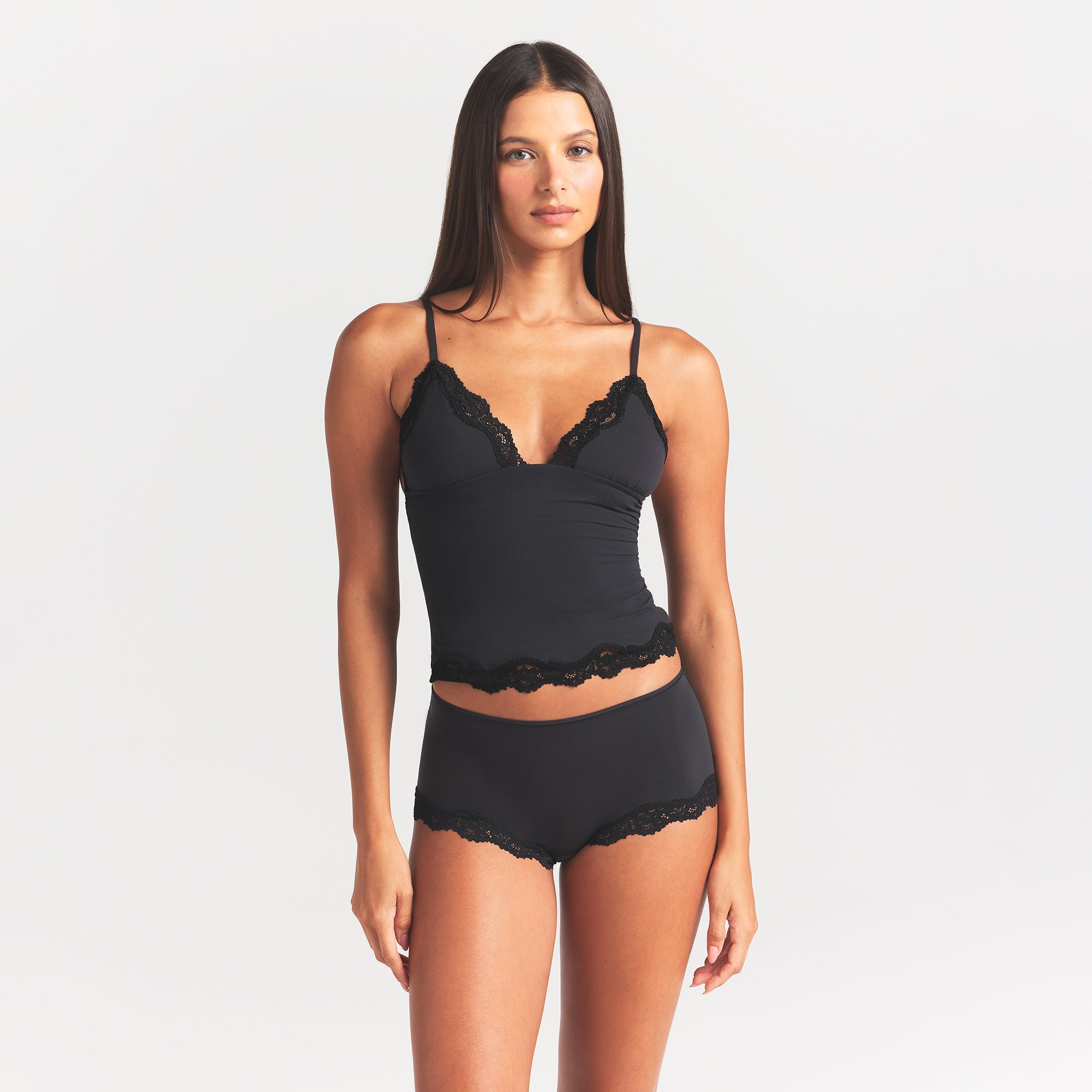 Fits Everybody Lace Triangle Cami and Boy Short Set
