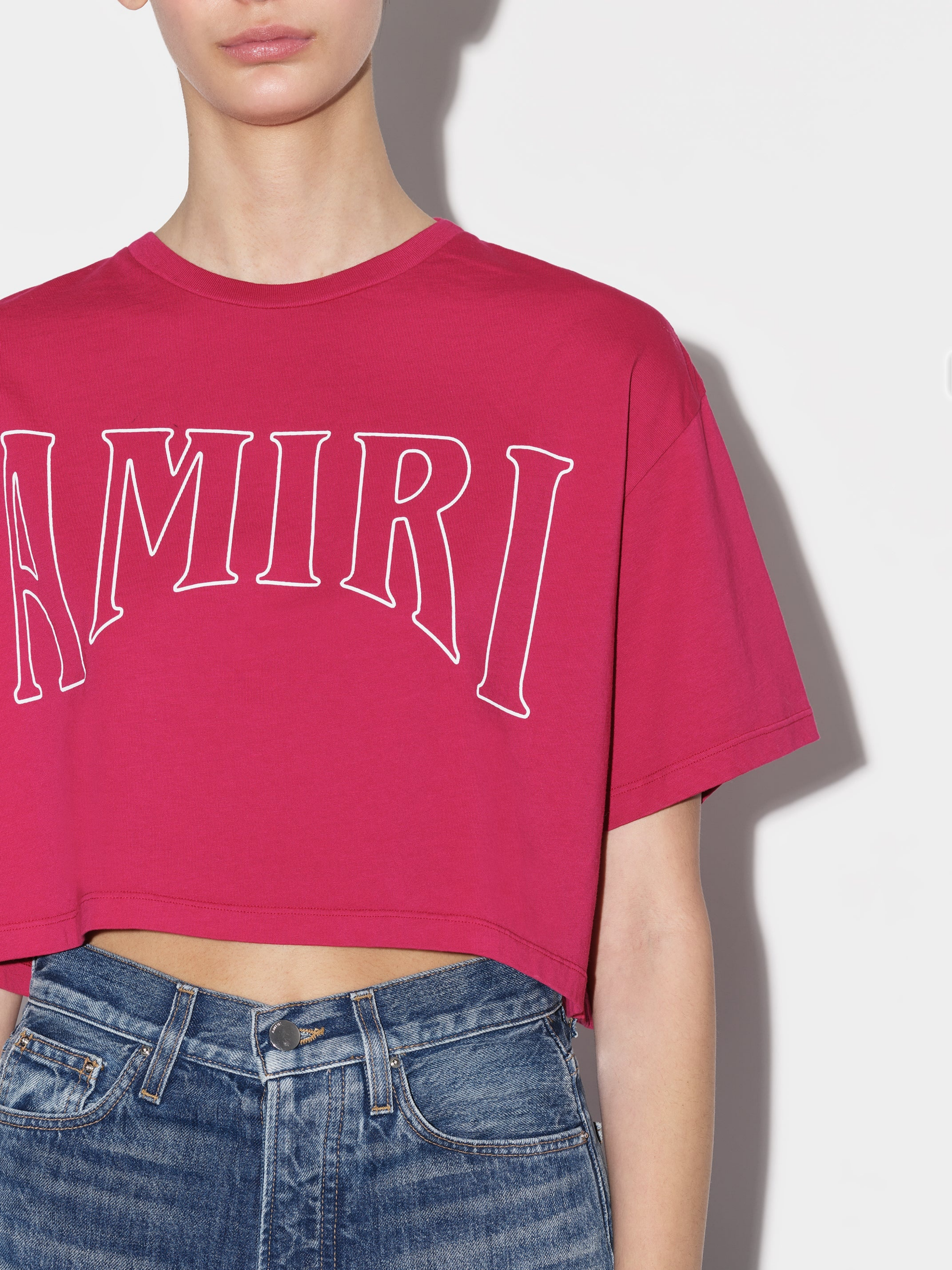 AMIRI WOMENS SUN CROPPED TEE FUCHSIA