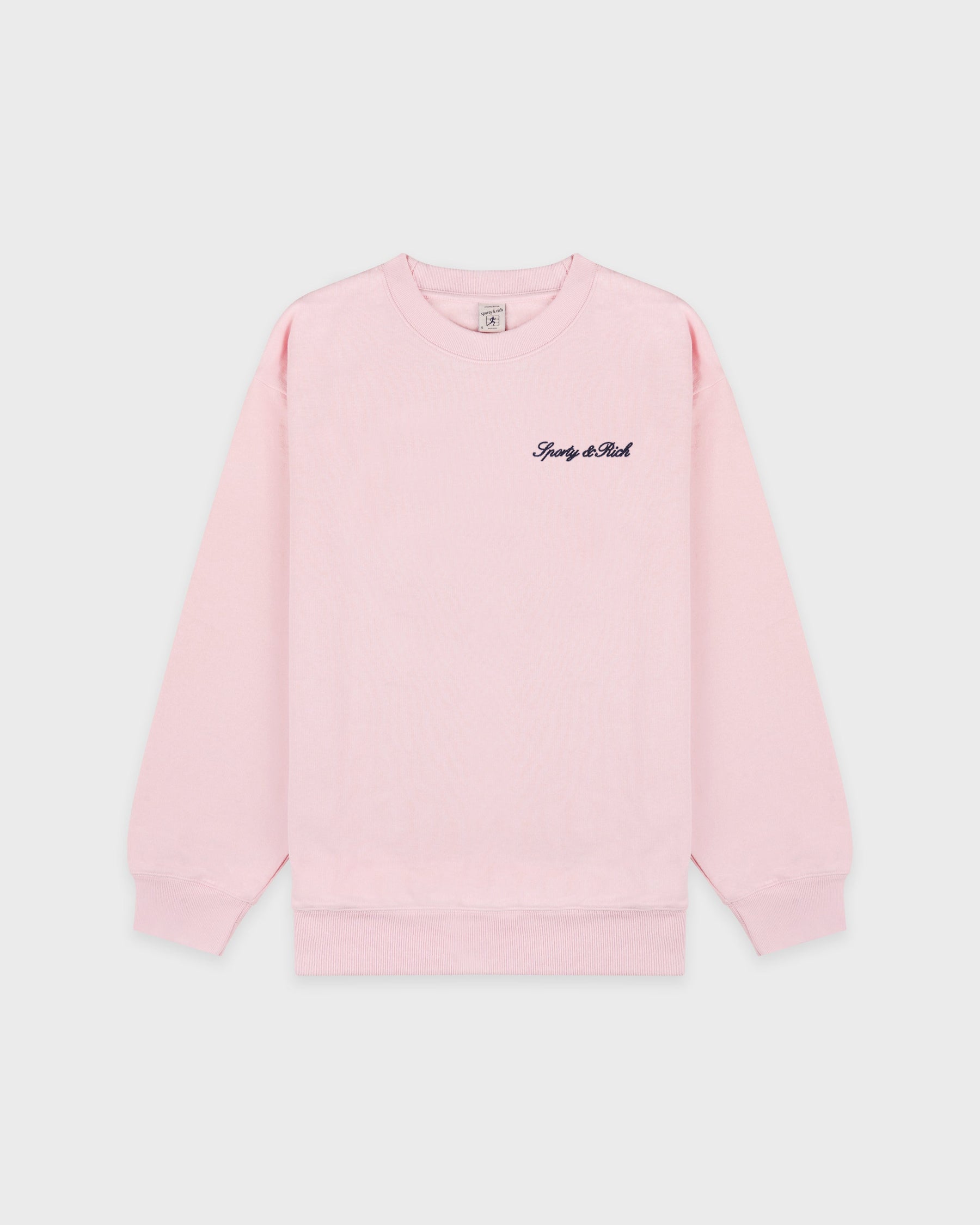 Syracuse Embroidered Crewneck - Pink Dolphin/Navy