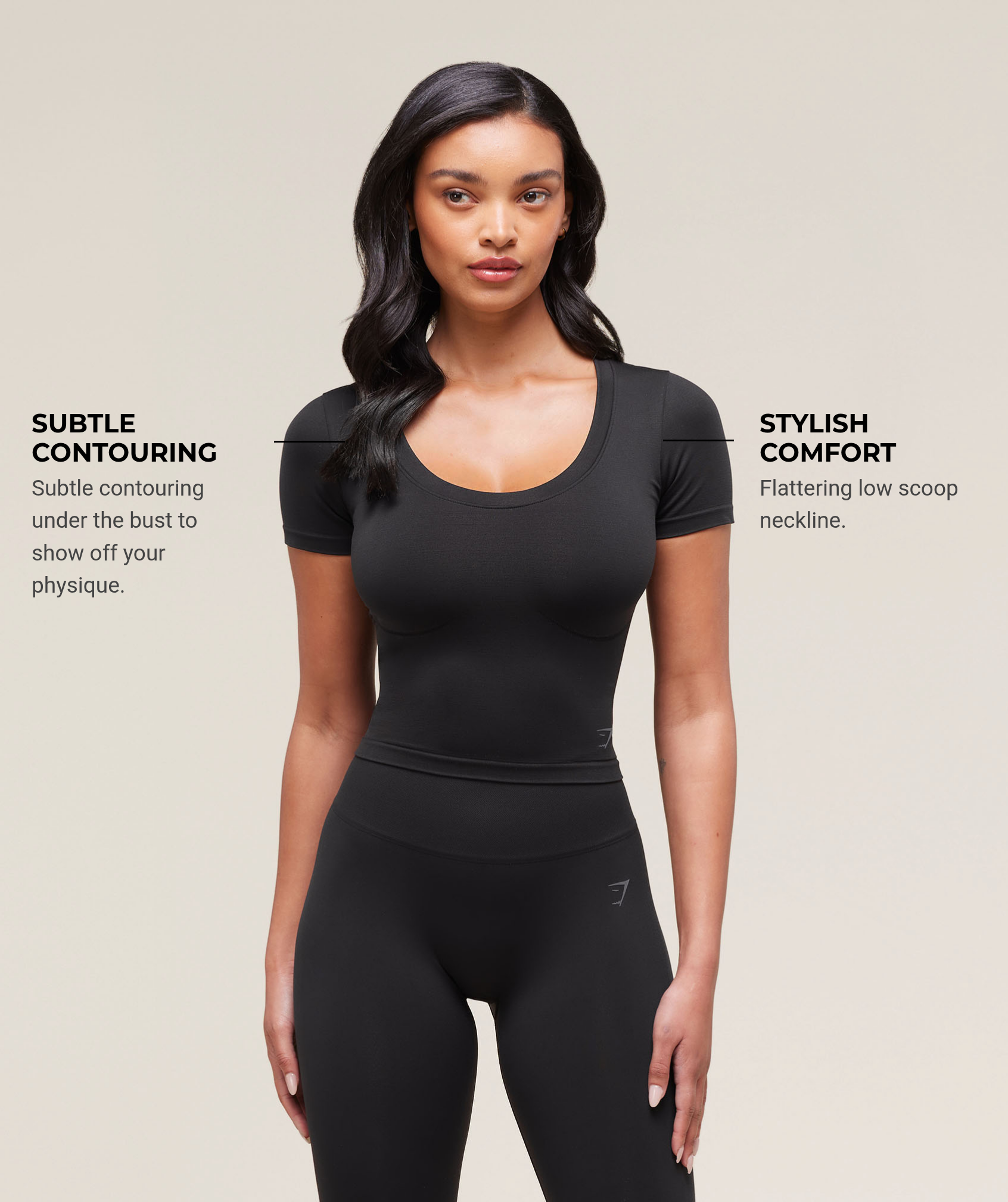Gymshark Soft Sculpt Midi T-Shirt - Black