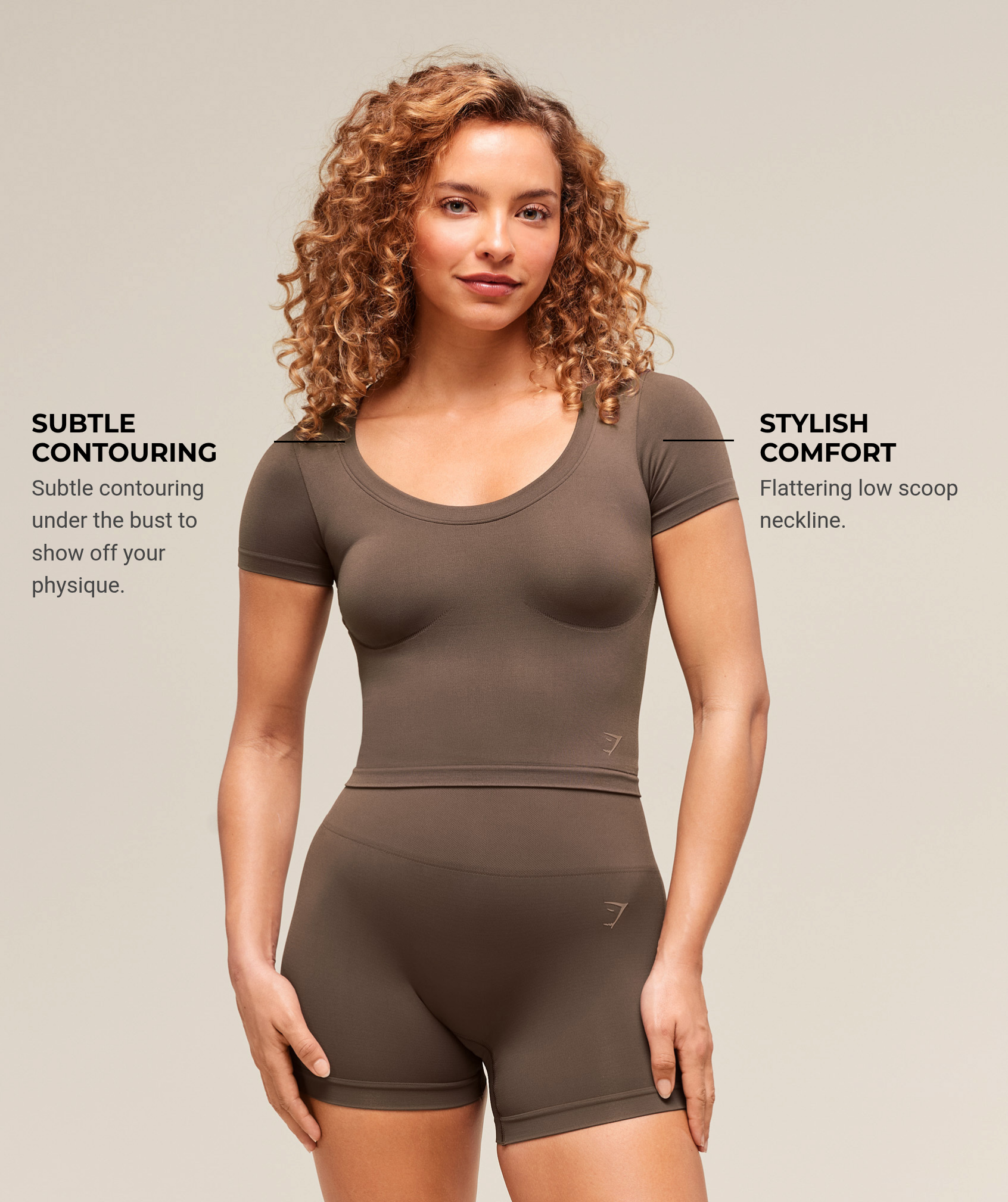 Gymshark Soft Sculpt Midi T-Shirt - Walnut Brown
