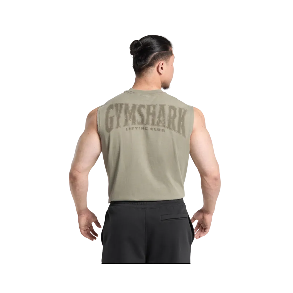 Gymshark Heritage Washed Cut Off Tank - Utility Green/Acid Wash Small Ball