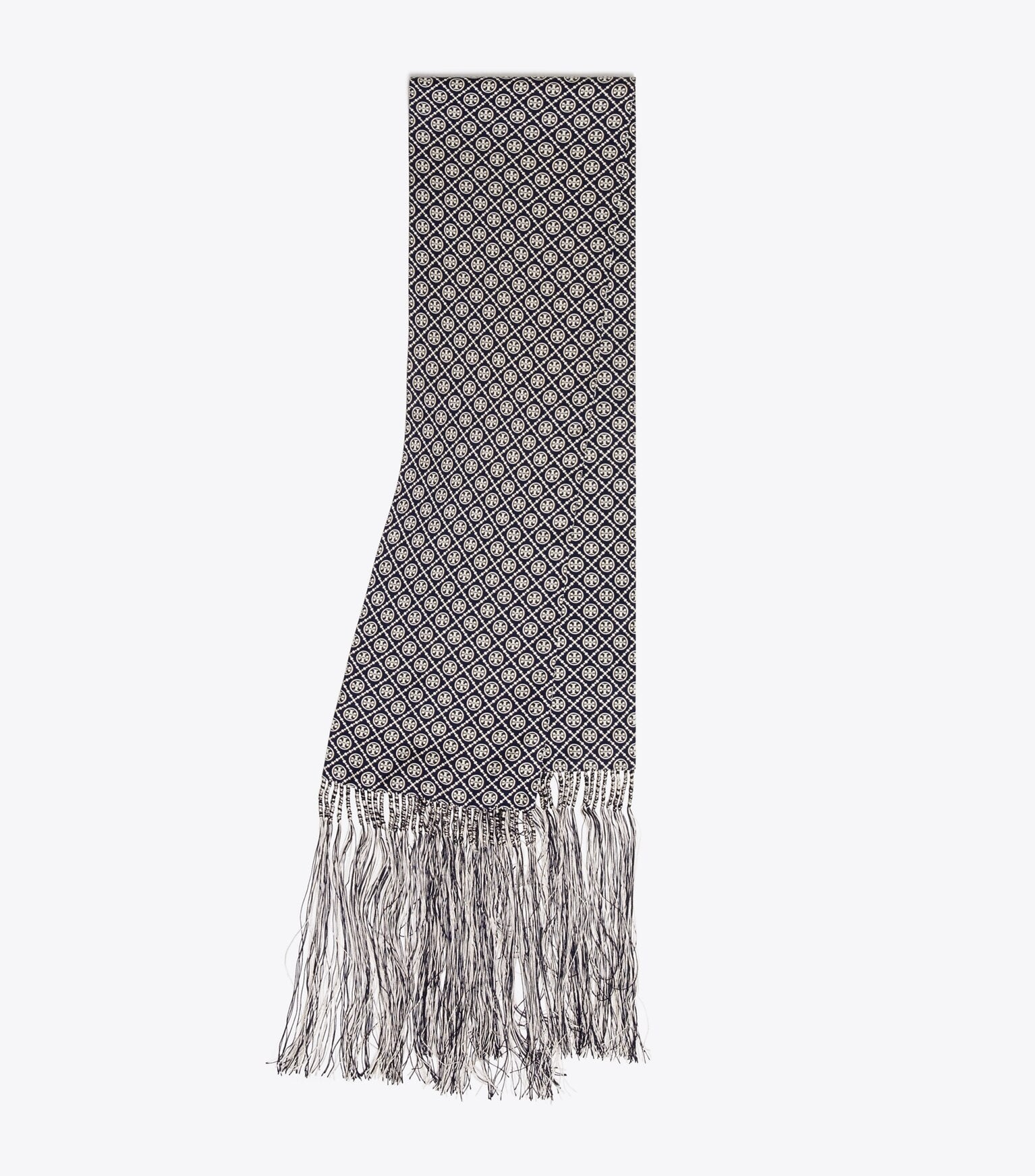 T Monogram Fringed Oblong Scarf