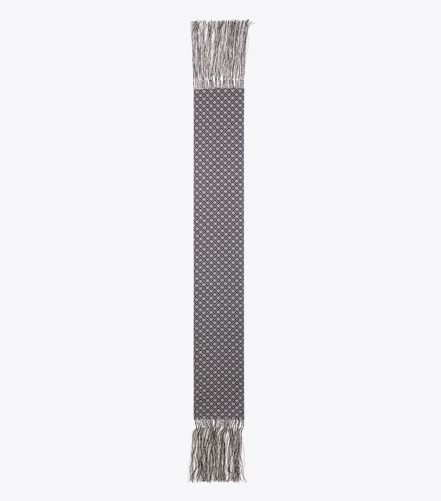 T Monogram Fringed Oblong Scarf