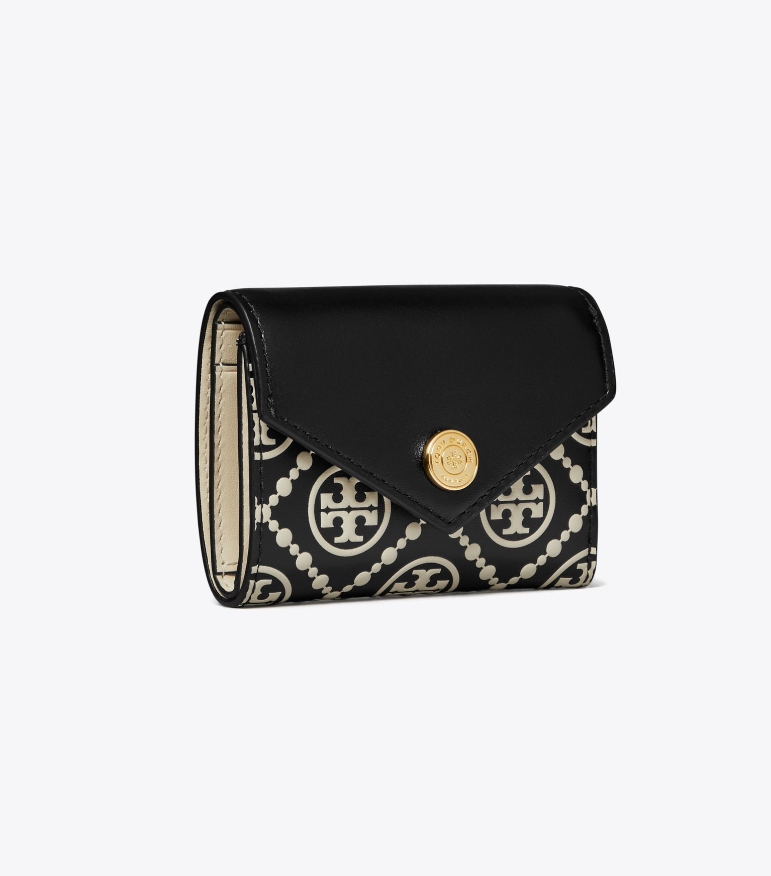 T Monogram Contrast Embossed Small Envelope Wallet