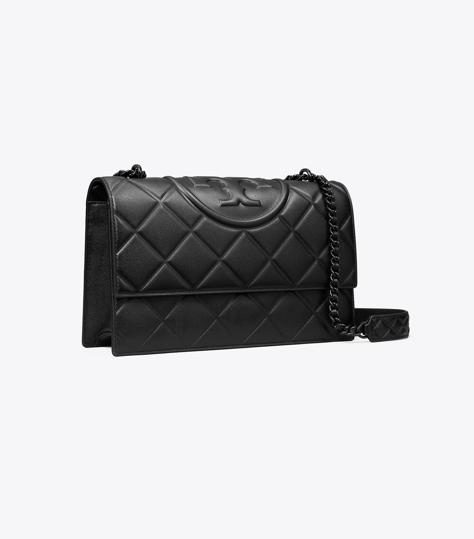 Small Fleming Polished-Grain Shoulder Bag