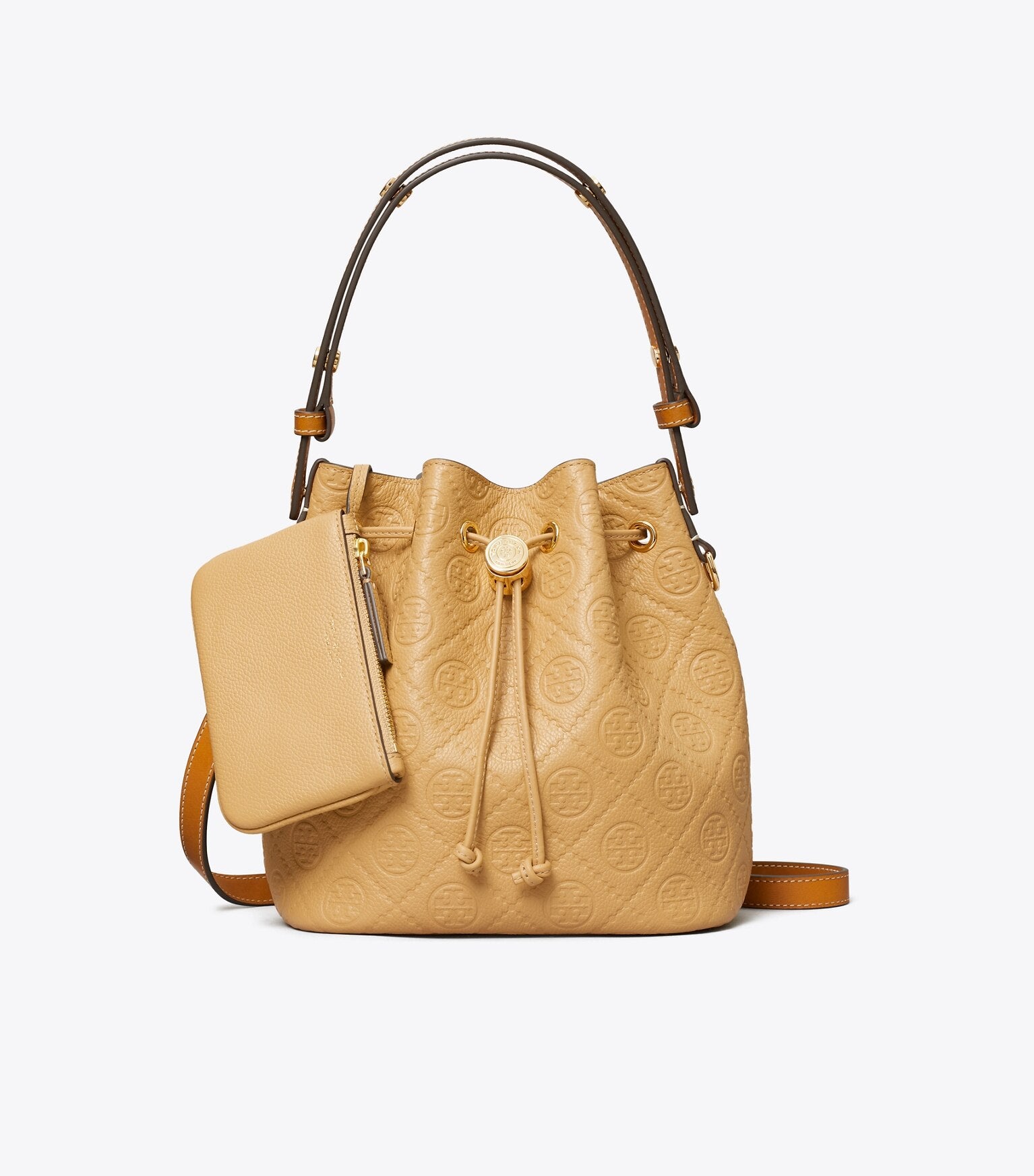 T Monogram Pebble Bucket Bag