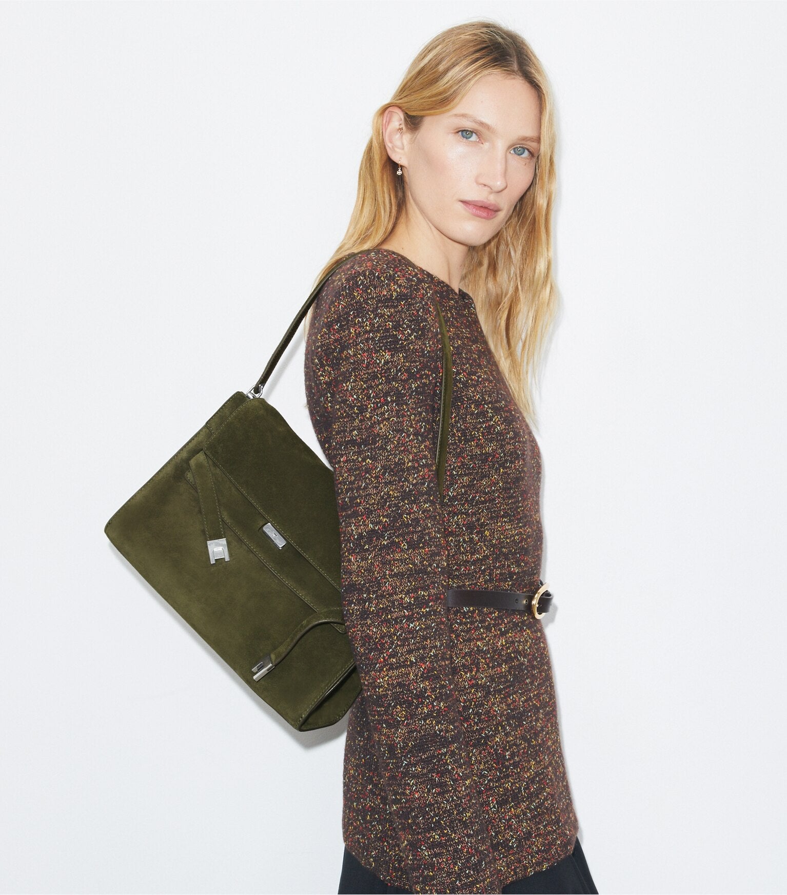 Large Lee Radziwill Suede Shoulder Bag