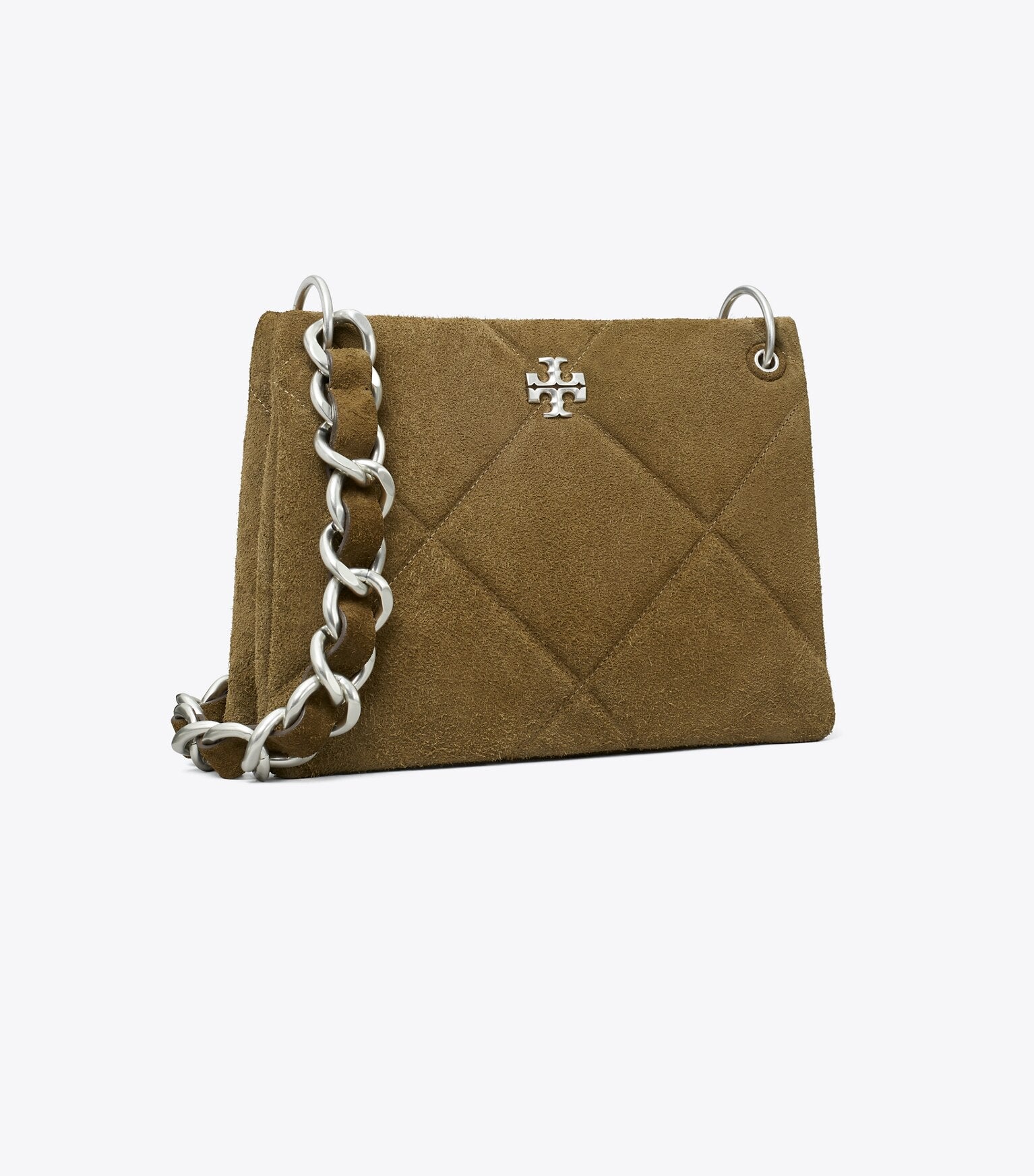Small Kira Diamond Quilt Suede Shoulder Bag