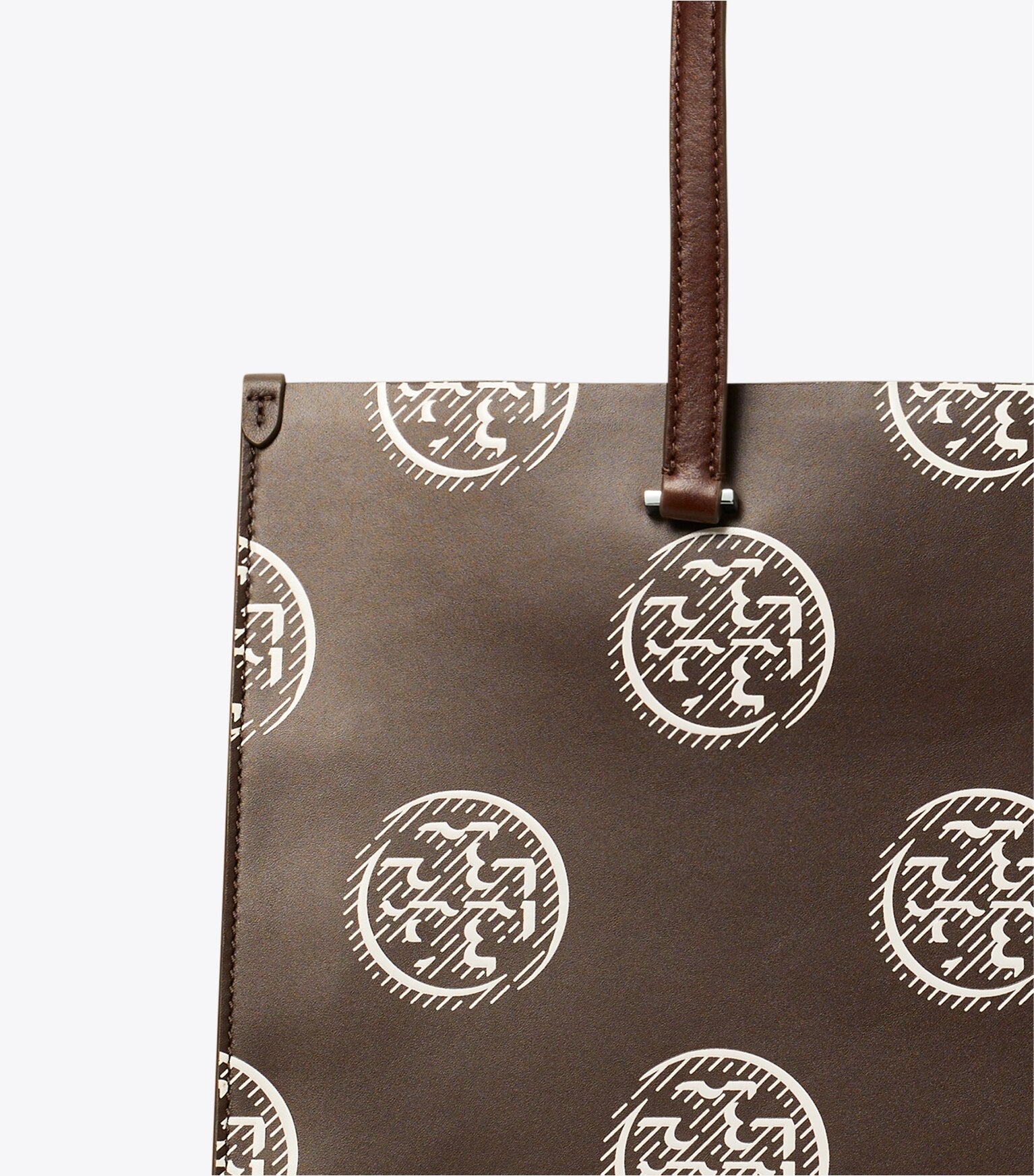 T Monogram Contrast Embossed Tote