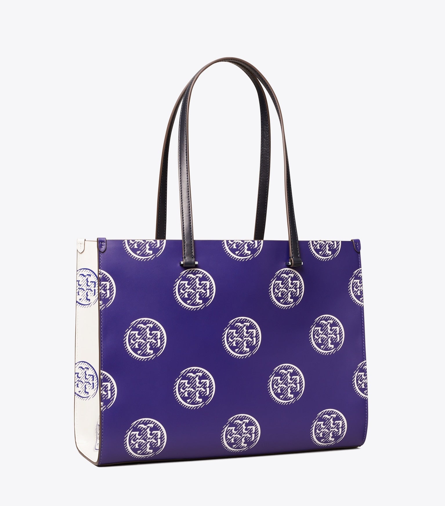 T Monogram Contrast Embossed Tote