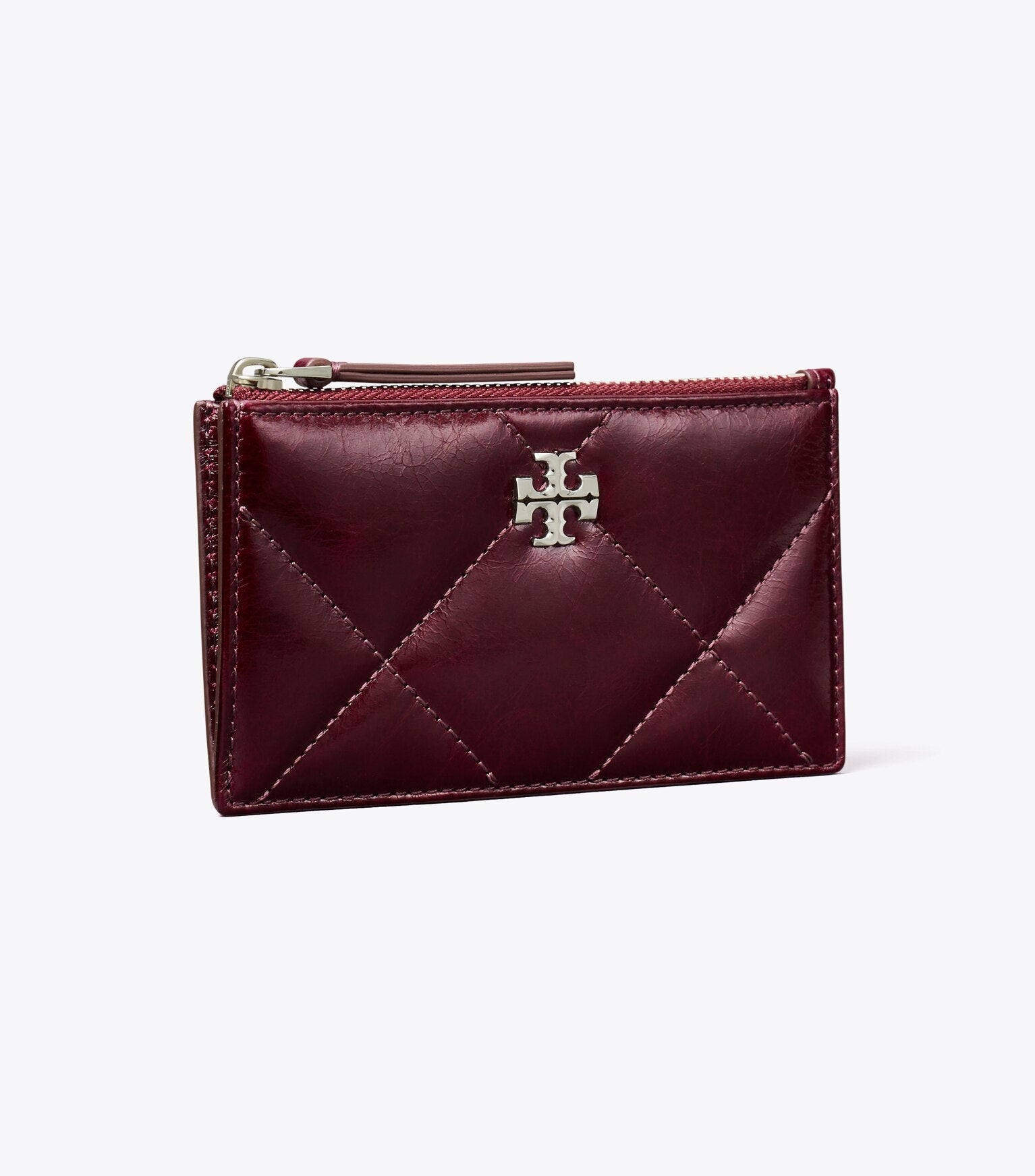 Kira Diamond Quilt Distressed Zip Card Case