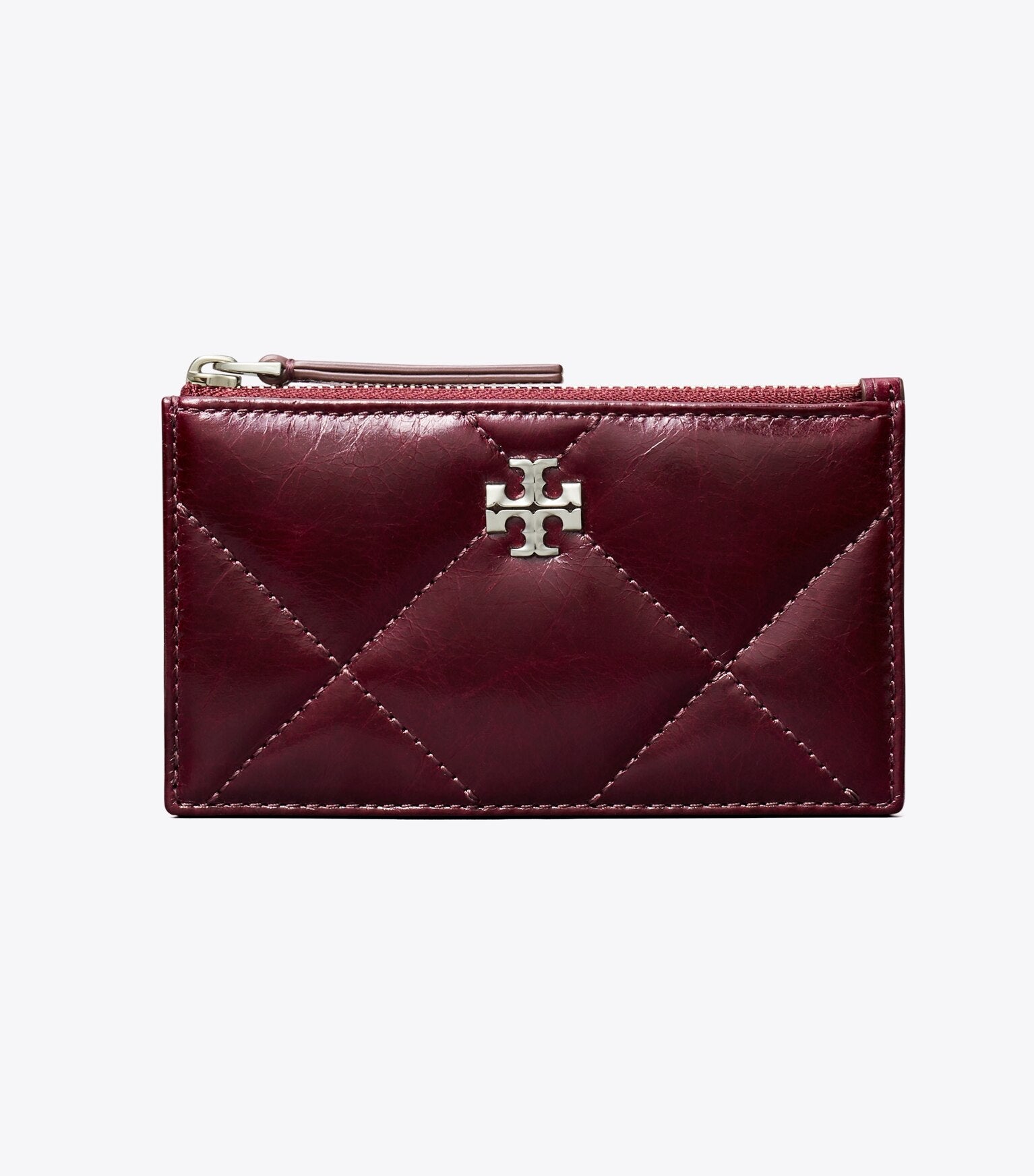 Kira Diamond Quilt Distressed Zip Card Case