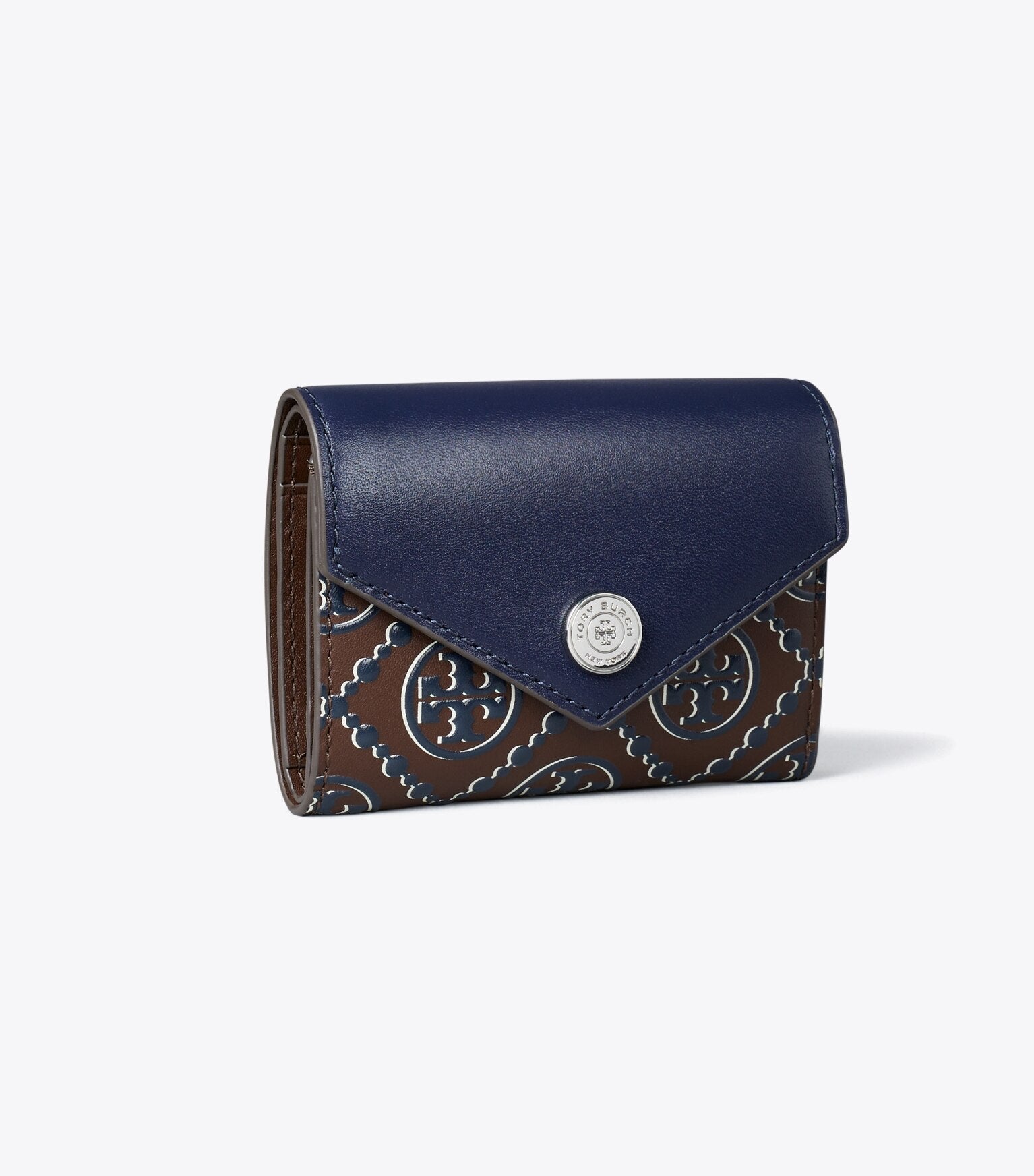 T Monogram Contrast Embossed Small Envelope Wallet