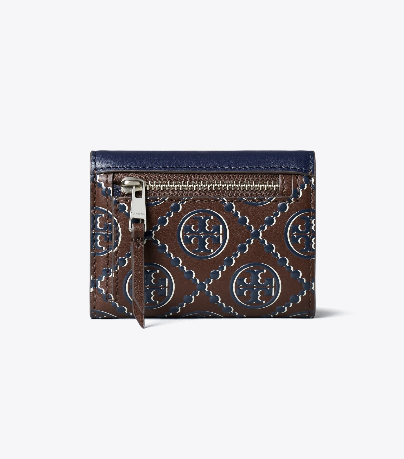 T Monogram Contrast Embossed Small Envelope Wallet