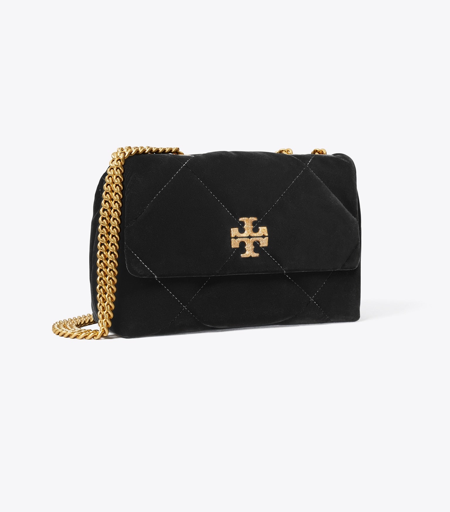 Small Kira Diamond Quilt Velvet Pavé Shoulder Bag