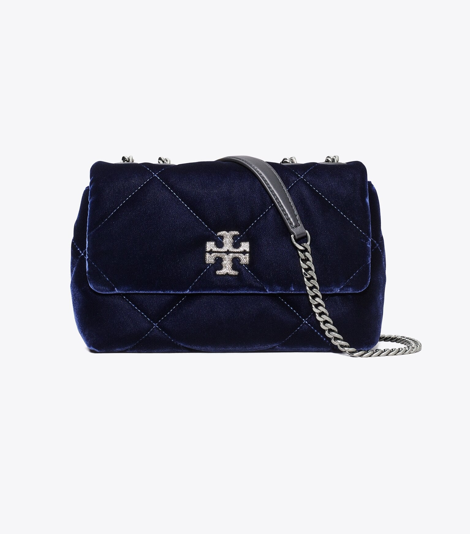 Small Kira Diamond Quilt Velvet Pavé Shoulder Bag
