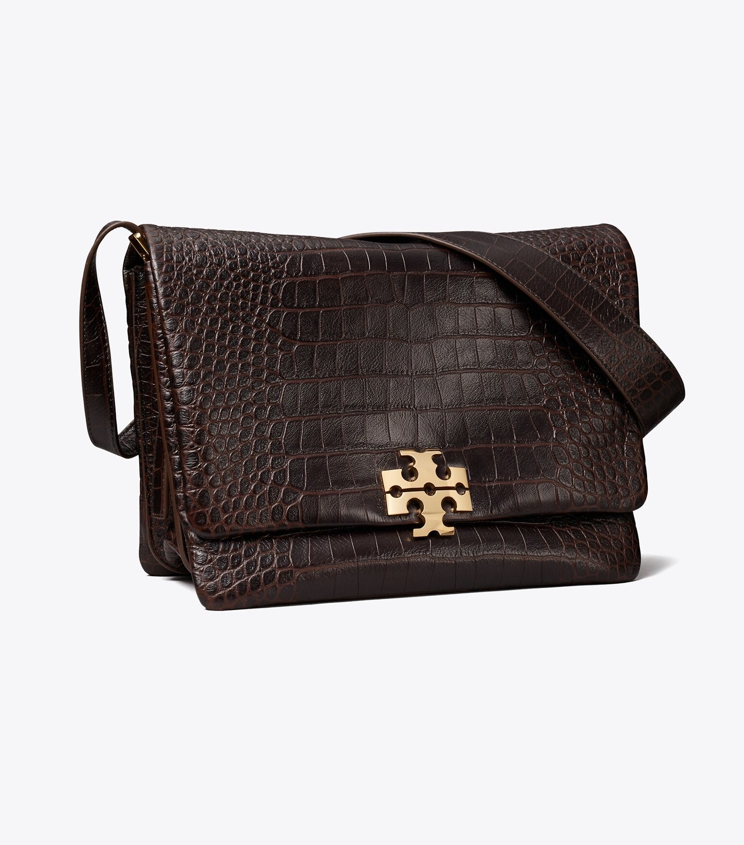 Large Charlie Runway Croc-Embossed Shoulder Bag