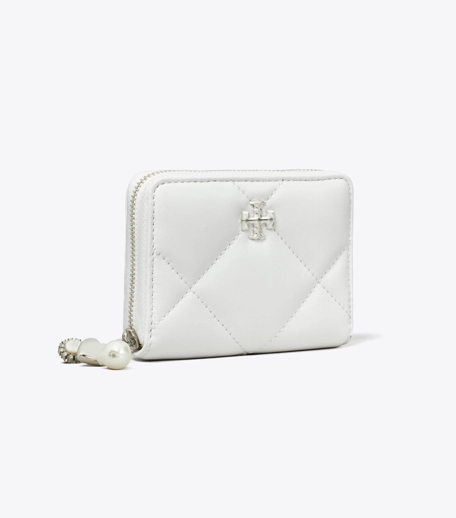 Small Kira Diamond Quilt Distressed Charm Zip-Around Wallet