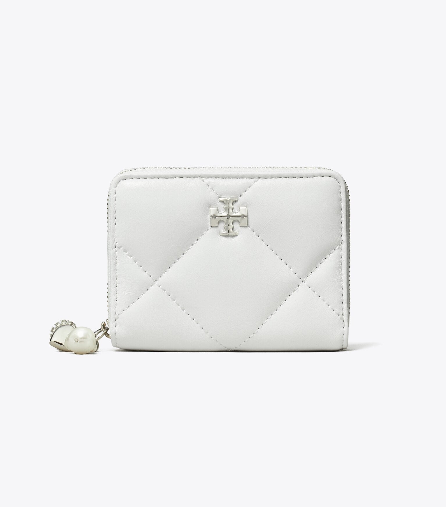 Small Kira Diamond Quilt Distressed Charm Zip-Around Wallet