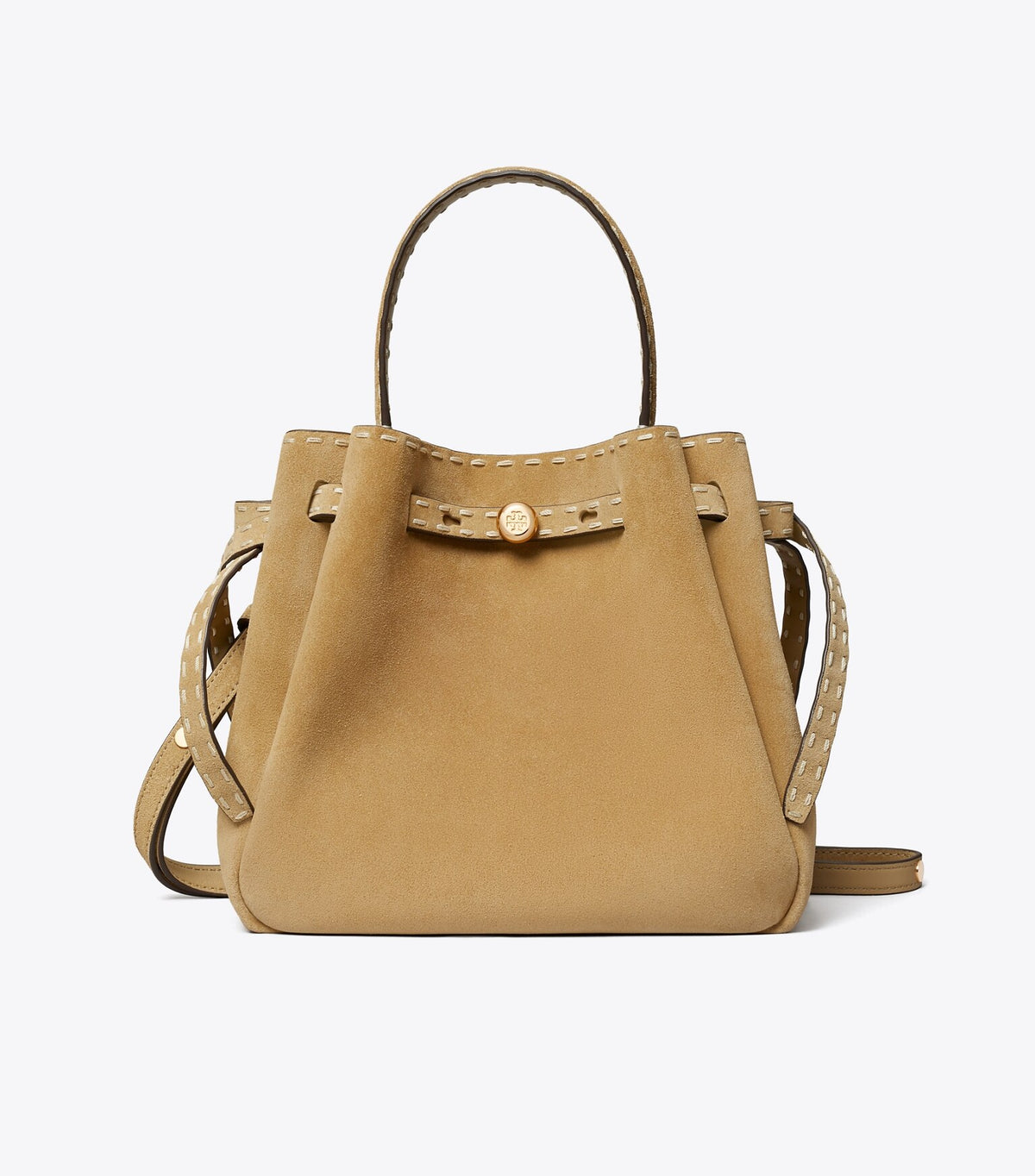 Romy Suede Pick Stitch Bucket Bag