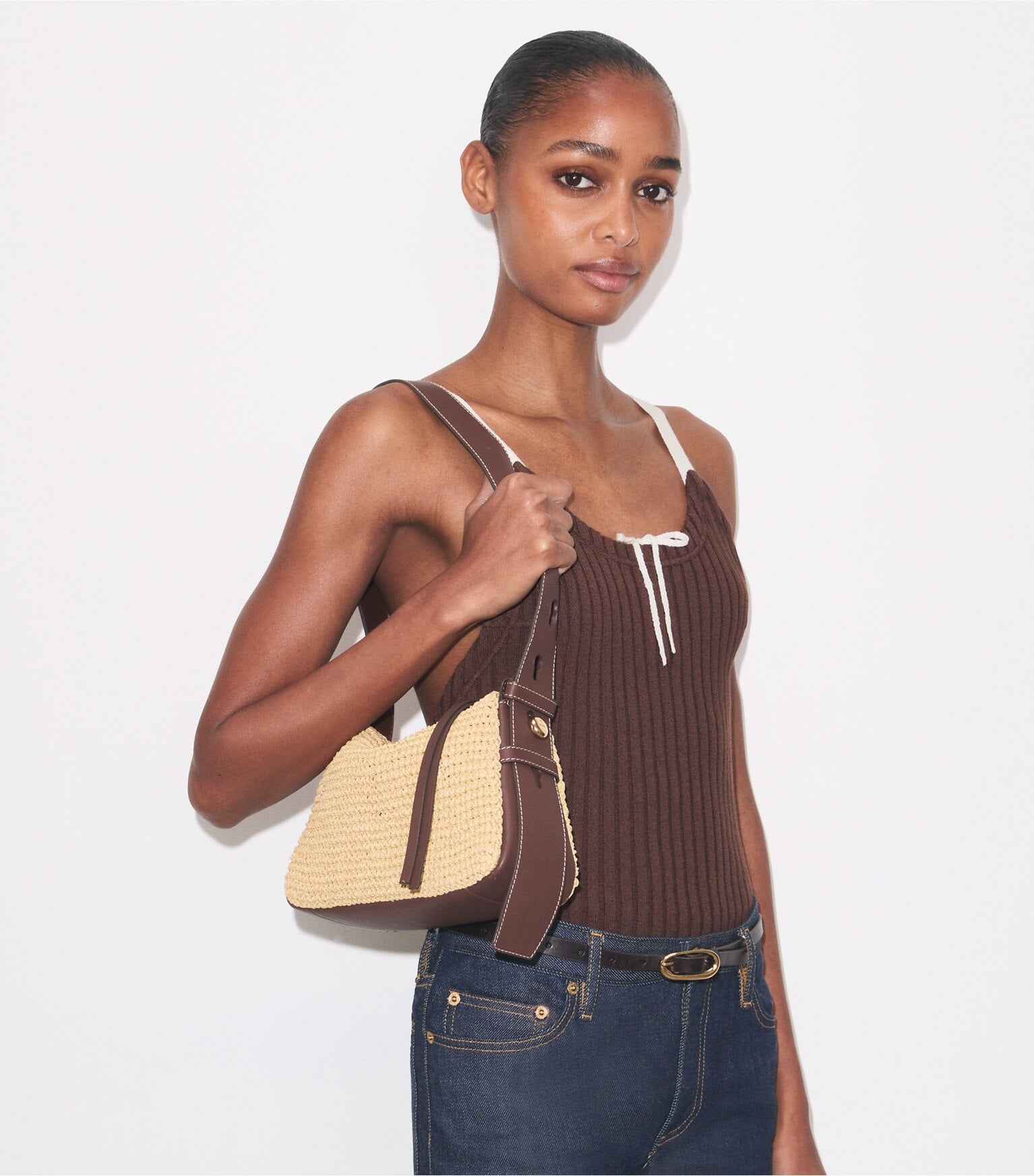 Small Romy Woven Shoulder Bag