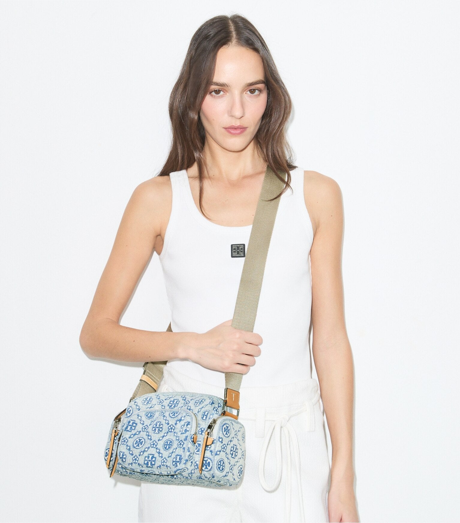 T Monogram Denim Pocket Crossbody