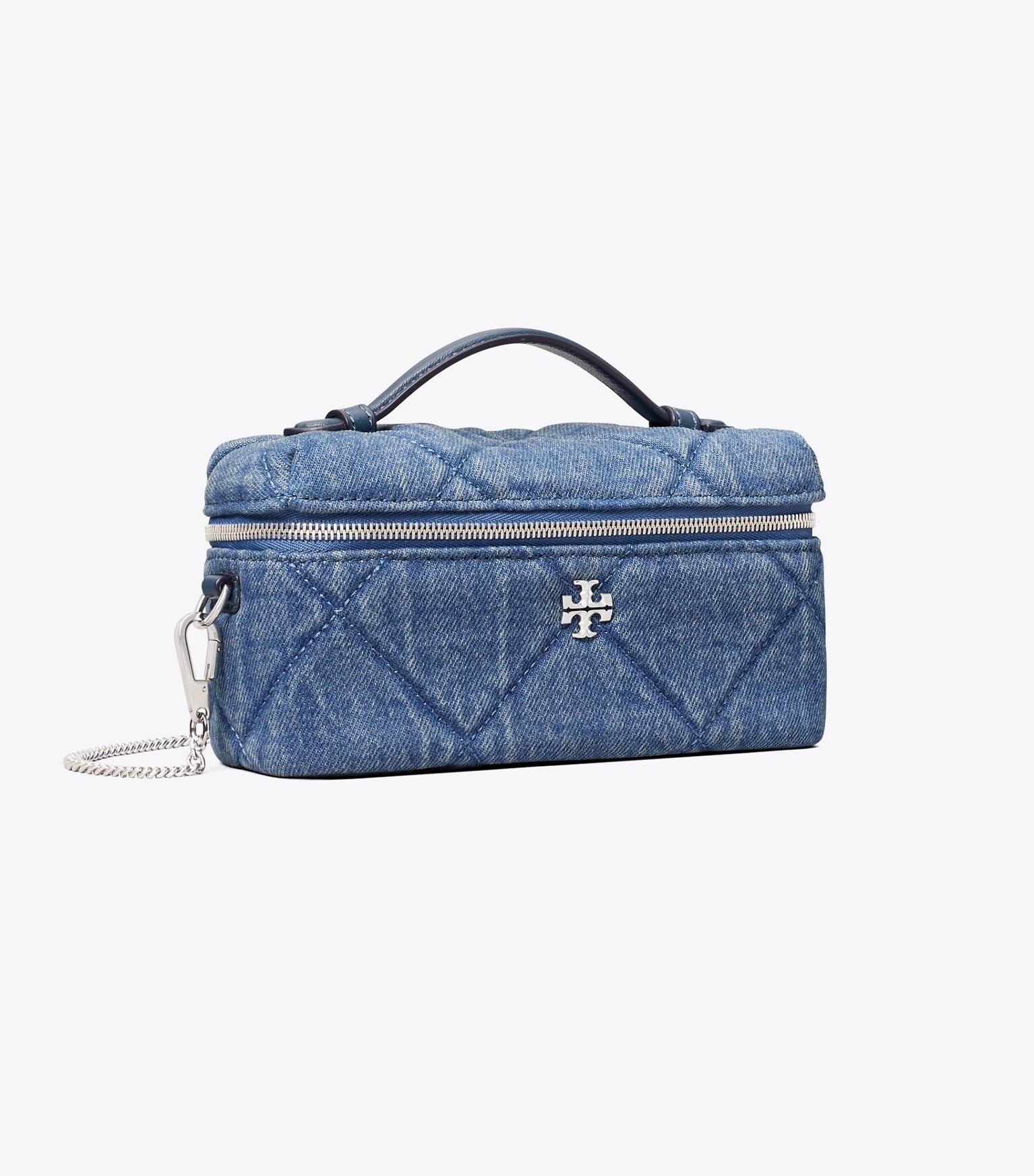 Kira Diamond Quilt Denim Vanity Case