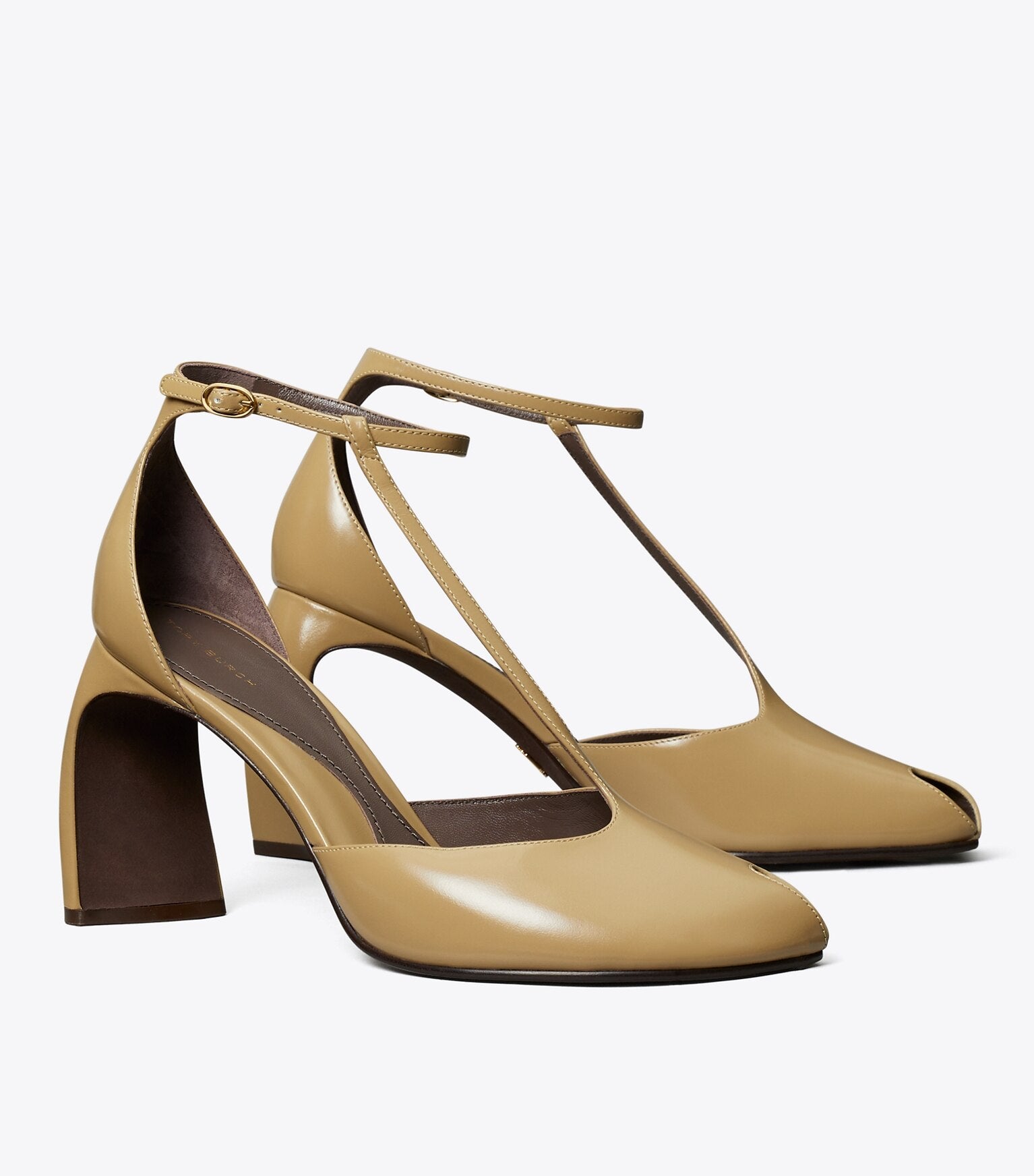 Peep-Toe T-Strap Heeled Sandal